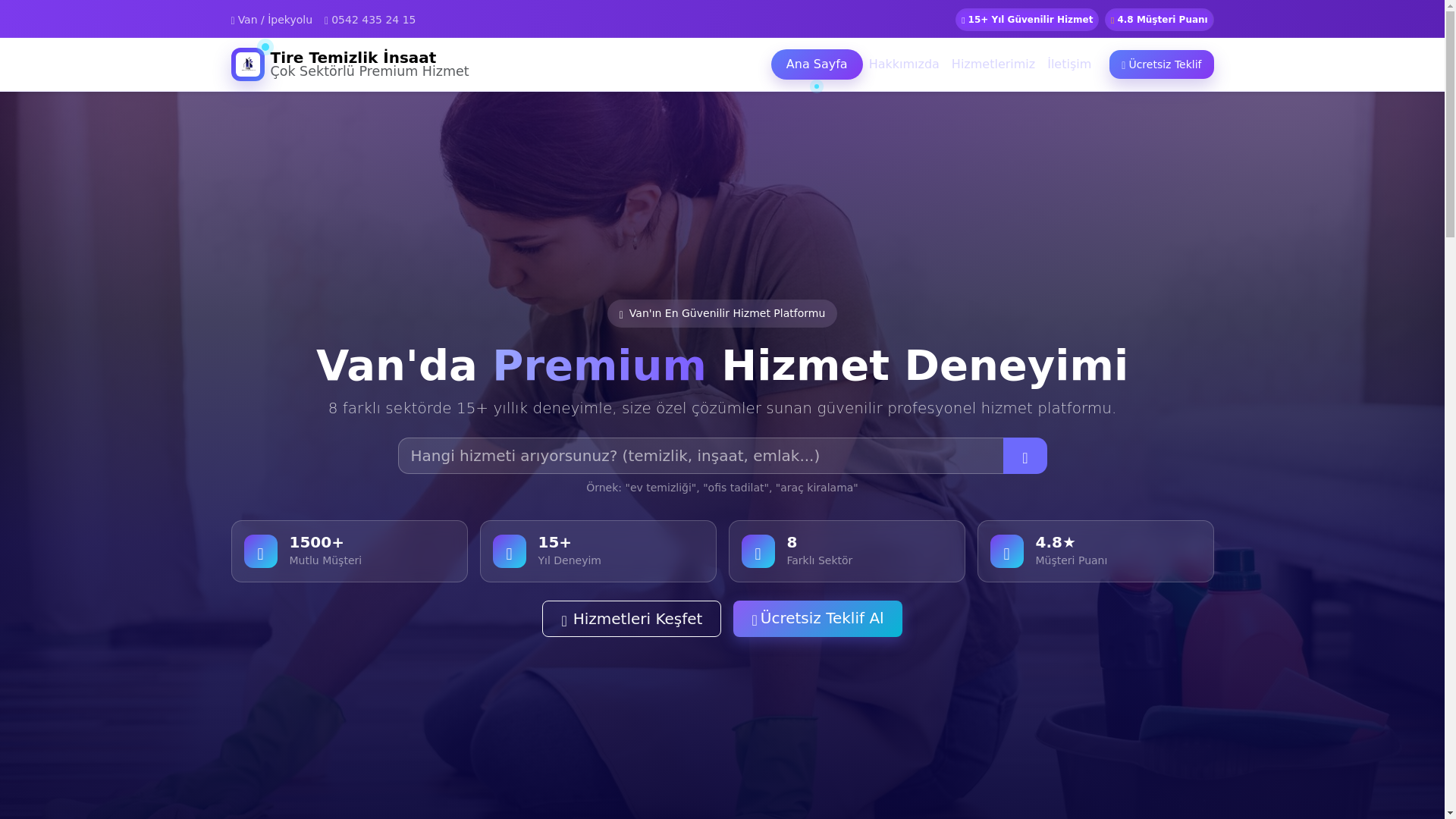 website screenshot of https://tiretemizlikinsaat.com.tr/