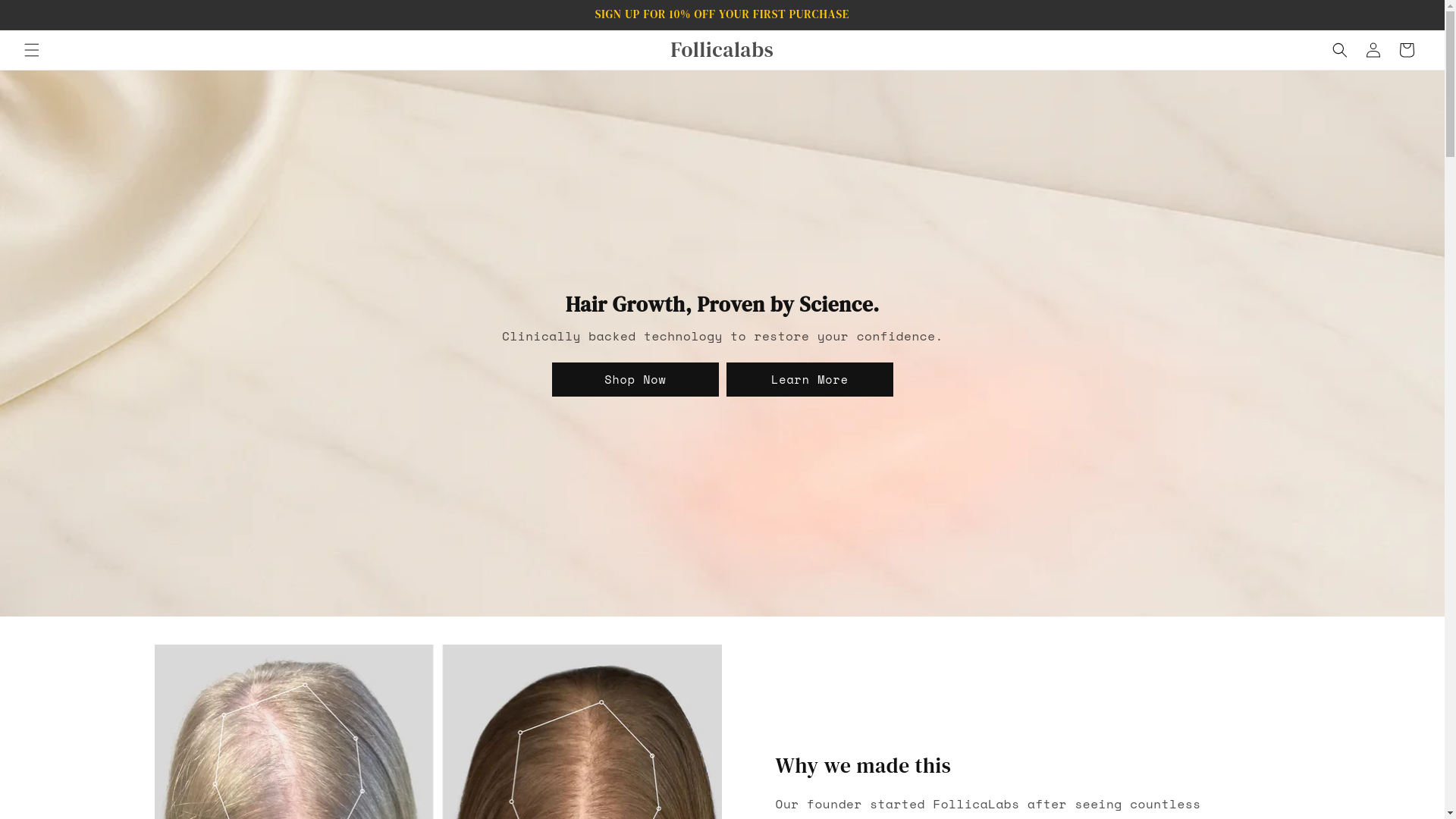 website screenshot of https://follicalabs.com/
