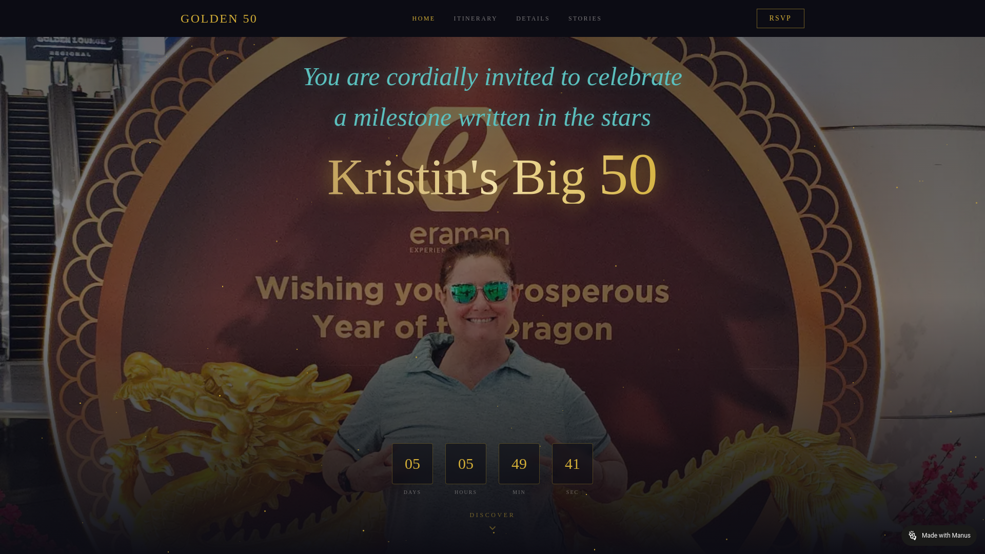 website screenshot of https://kristinsbig50.com/