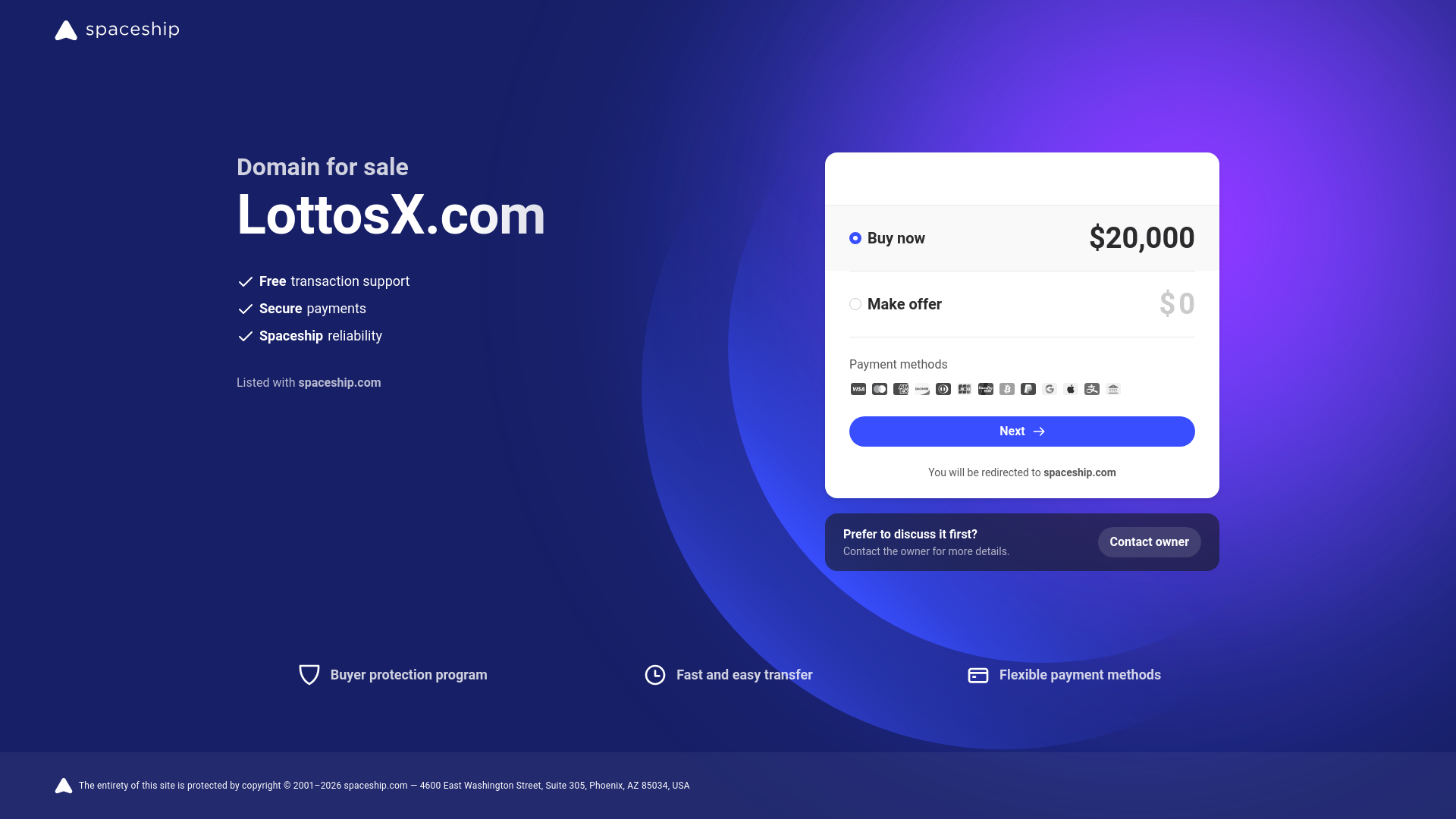 website screenshot of https://lottosx.com/