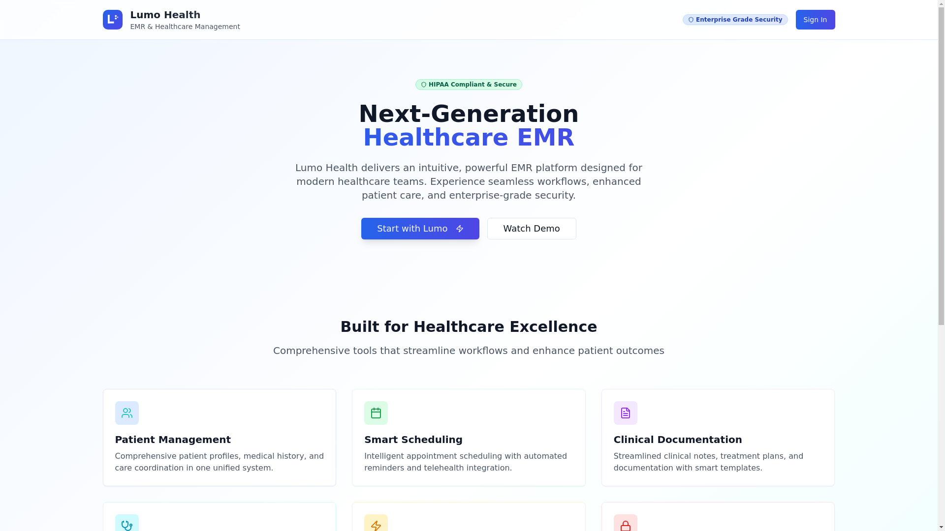 website screenshot of https://lumohealth.us/