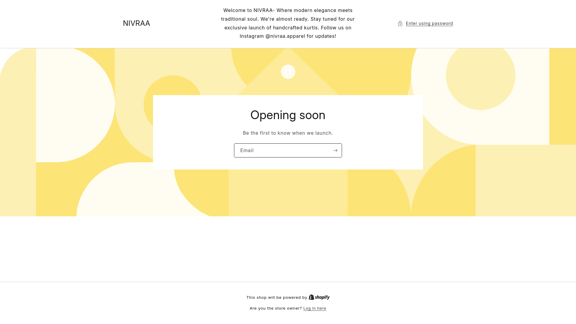 website screenshot of https://nivraa.shop/