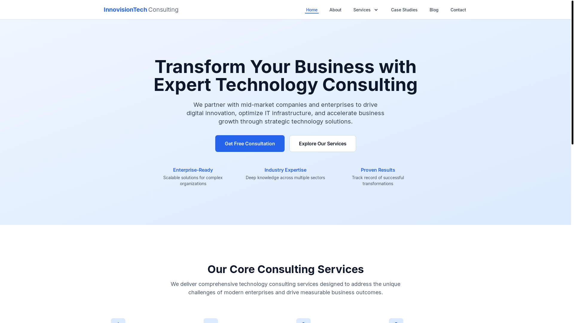 website screenshot of https://innovisiontechconsulting.pages.dev/