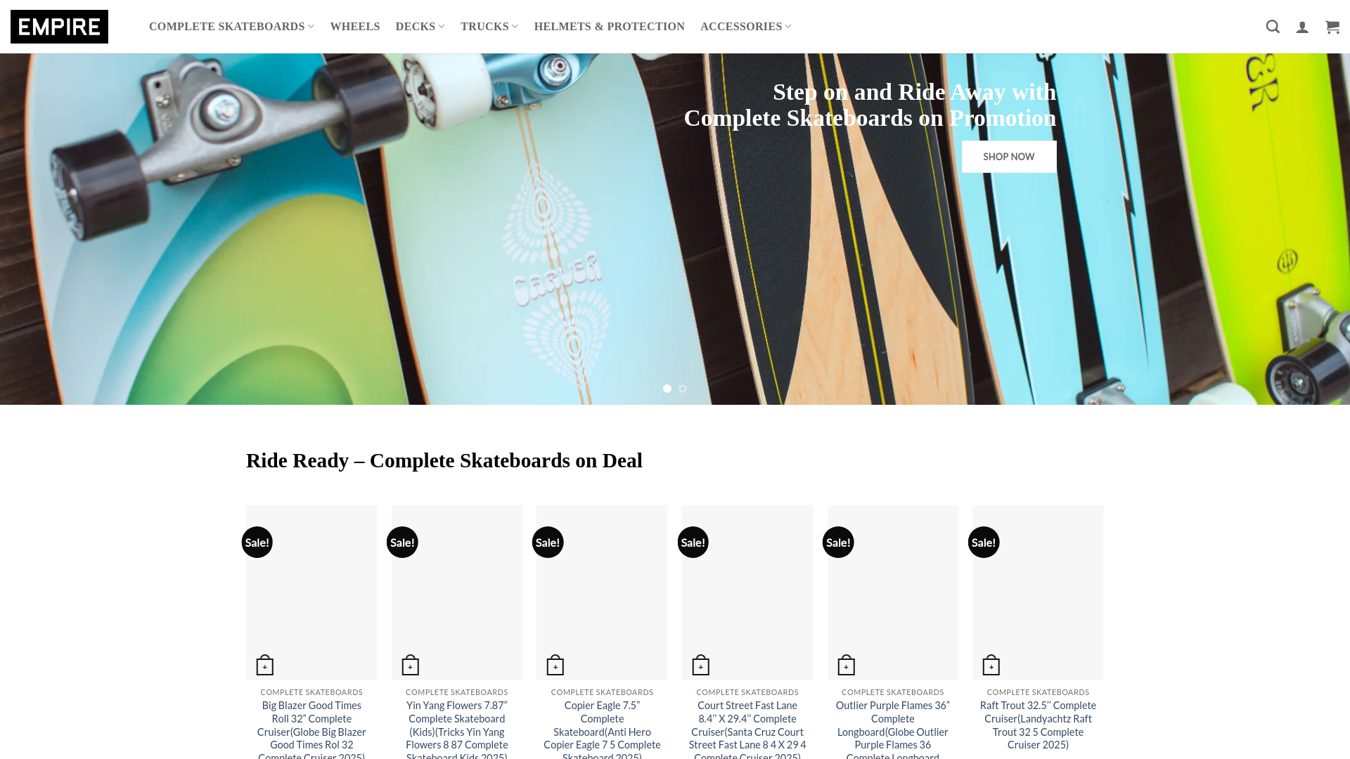 website screenshot of https://thinkempireskate.com/
