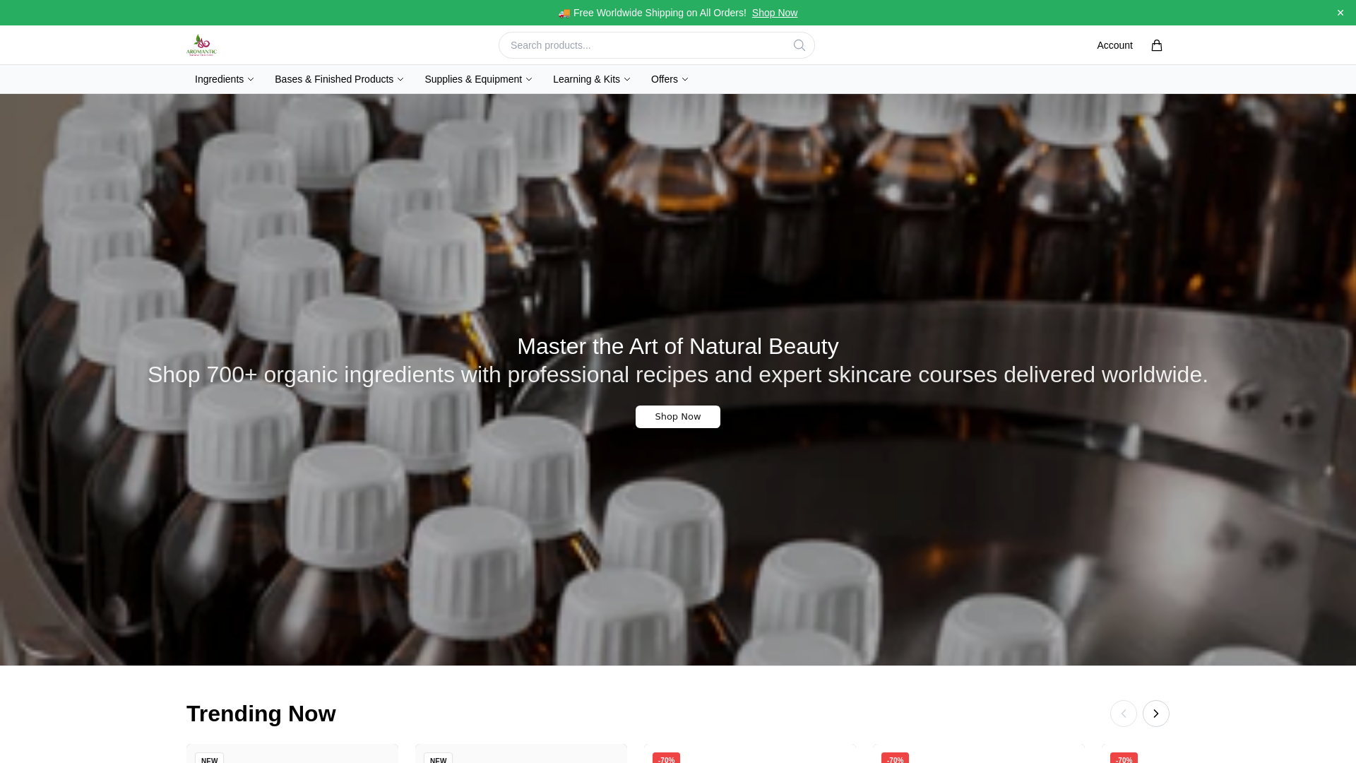 website screenshot of https://aromanticonline.shop/