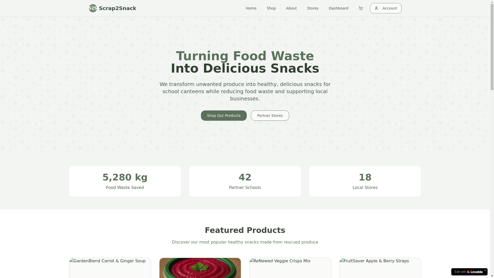 website screenshot of https://scrap2snack.com/
