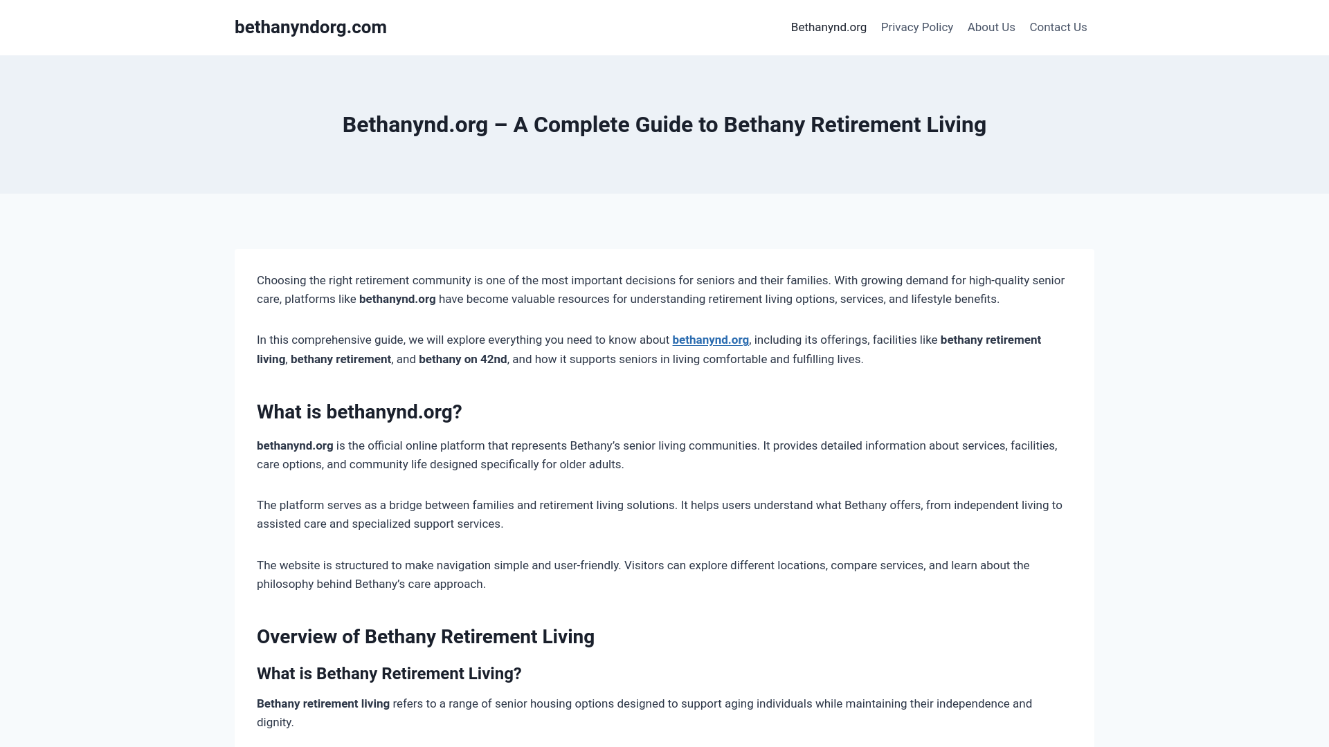 website screenshot of https://bethanyndorg.com/