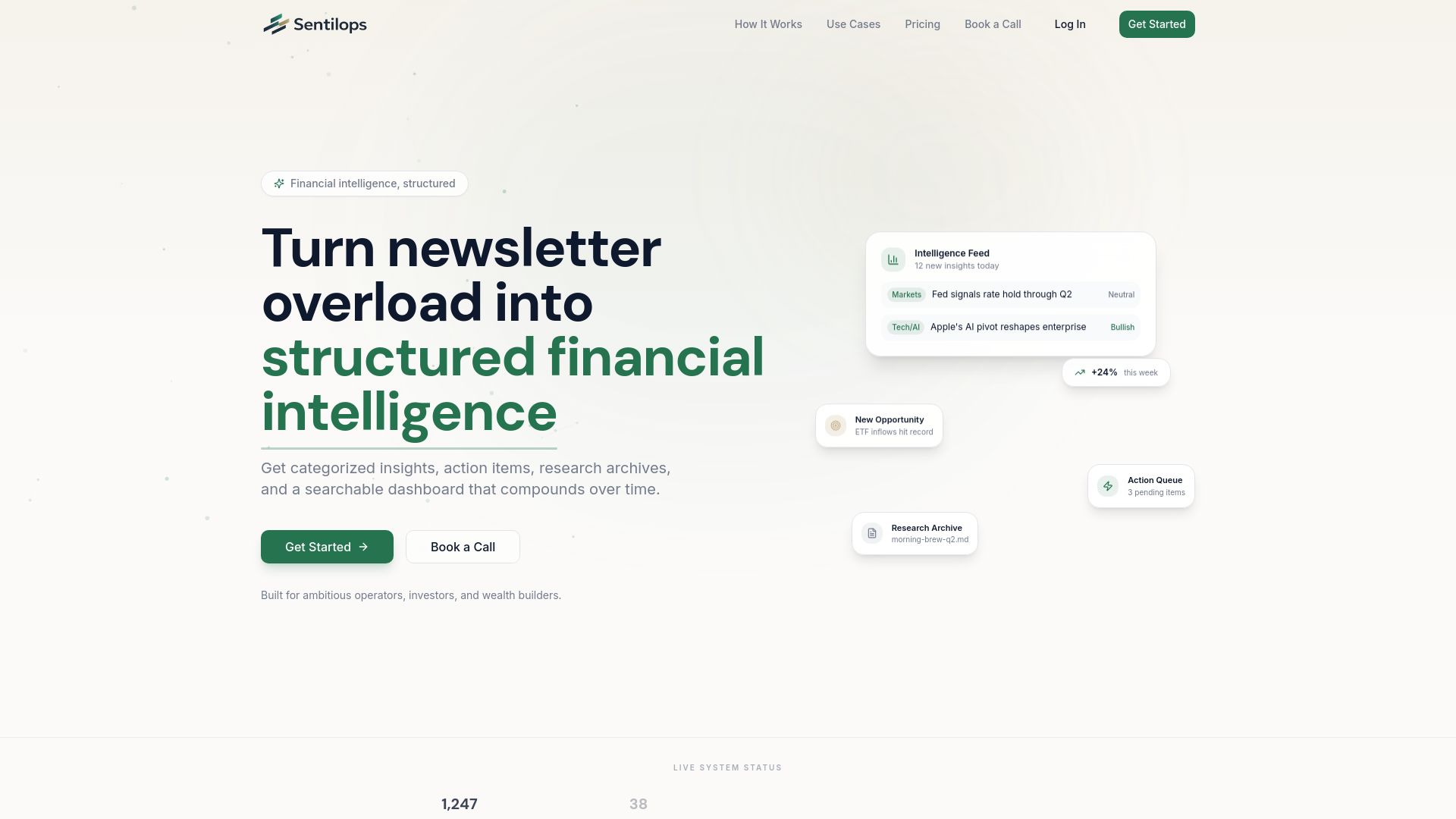 website screenshot of https://sentilops.com