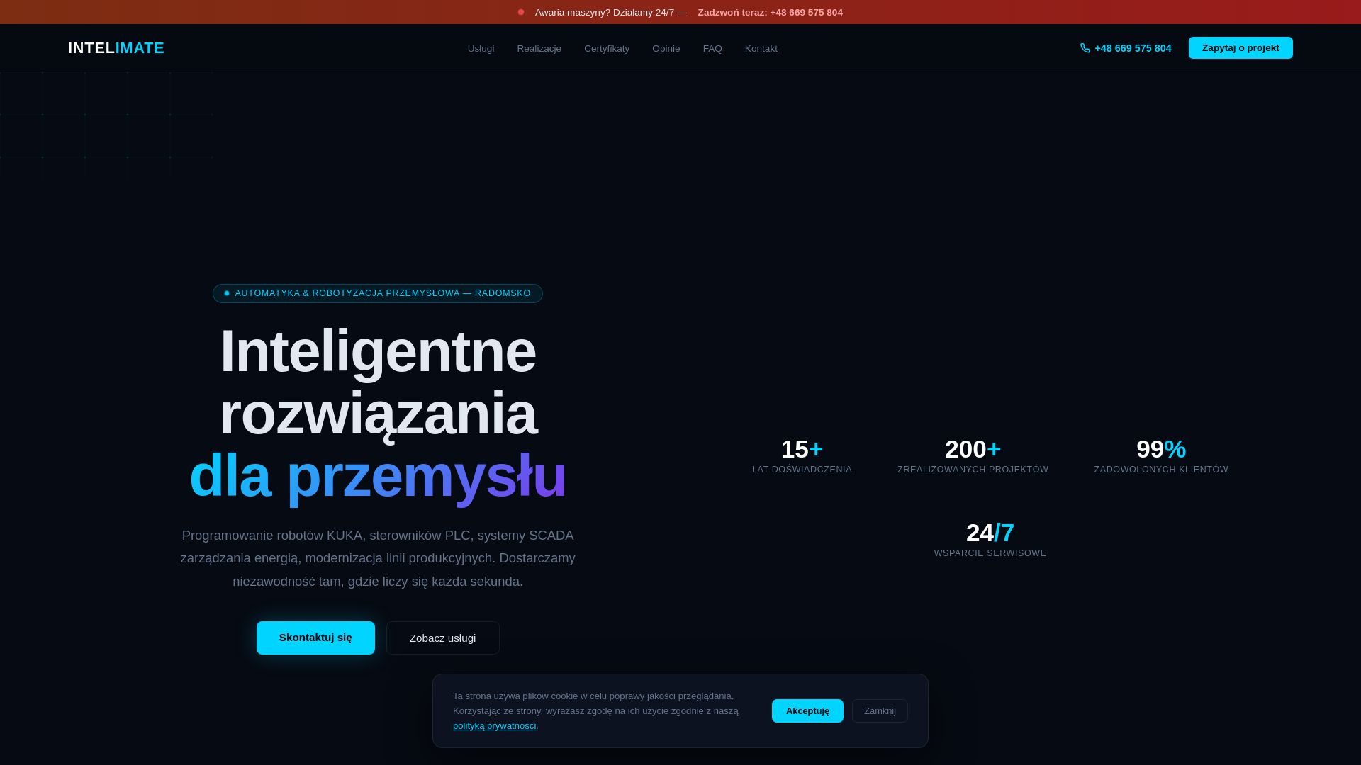 website screenshot of https://intelimate.pl
