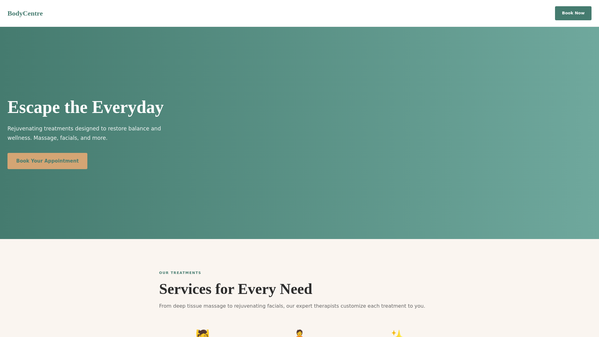 website screenshot of https://wummble-demo-bodycentre.pages.dev/