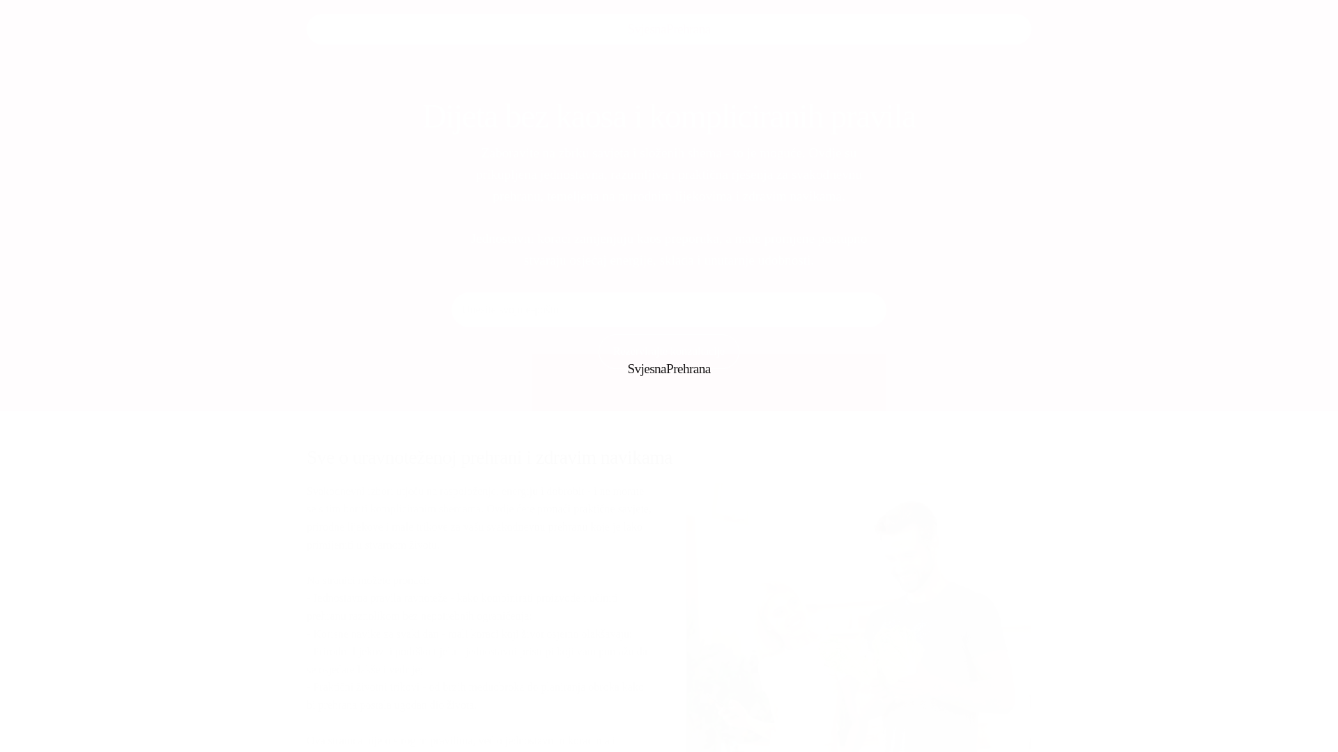 website screenshot of https://svjesnaprehranasz.info