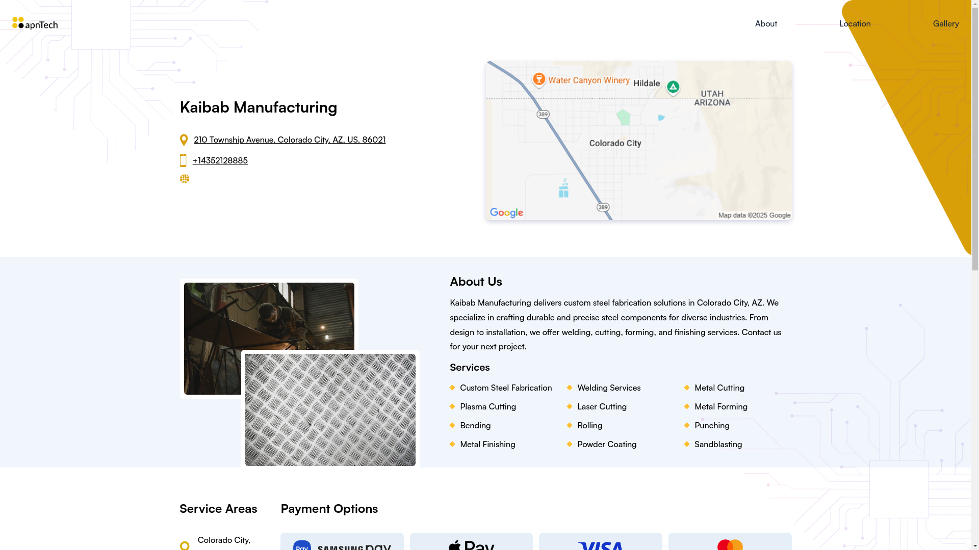 website screenshot of https://kaibabmanufacturing.online/