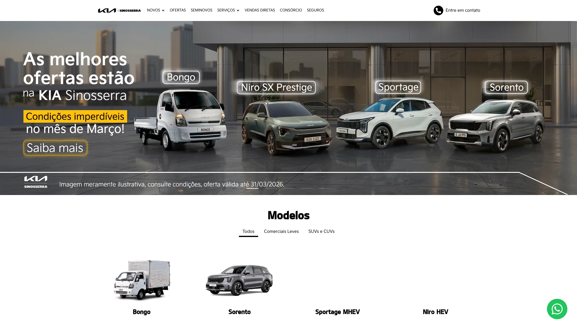 website screenshot of https://sinosserrakia.com.br/