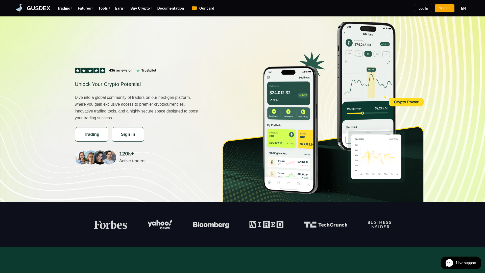 website screenshot of https://gusdex.com/