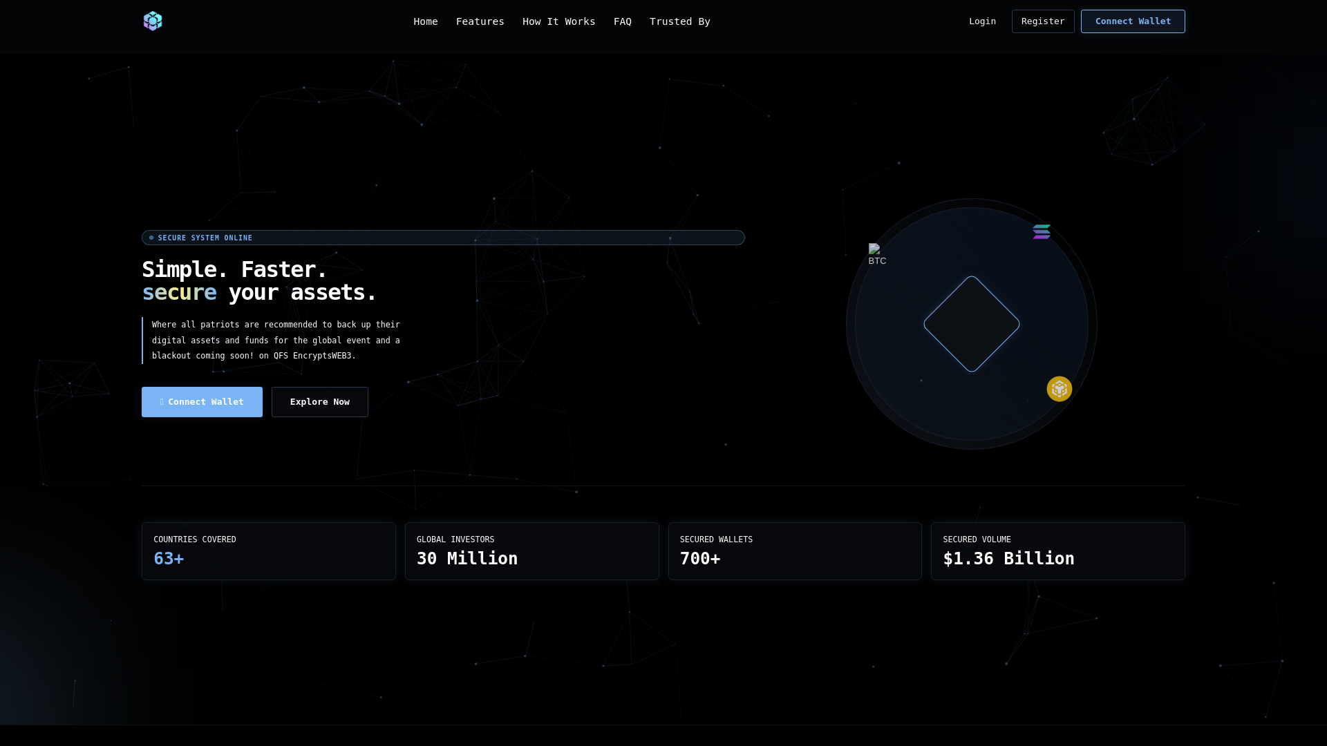 website screenshot of https://qfsencryptsweb3.com