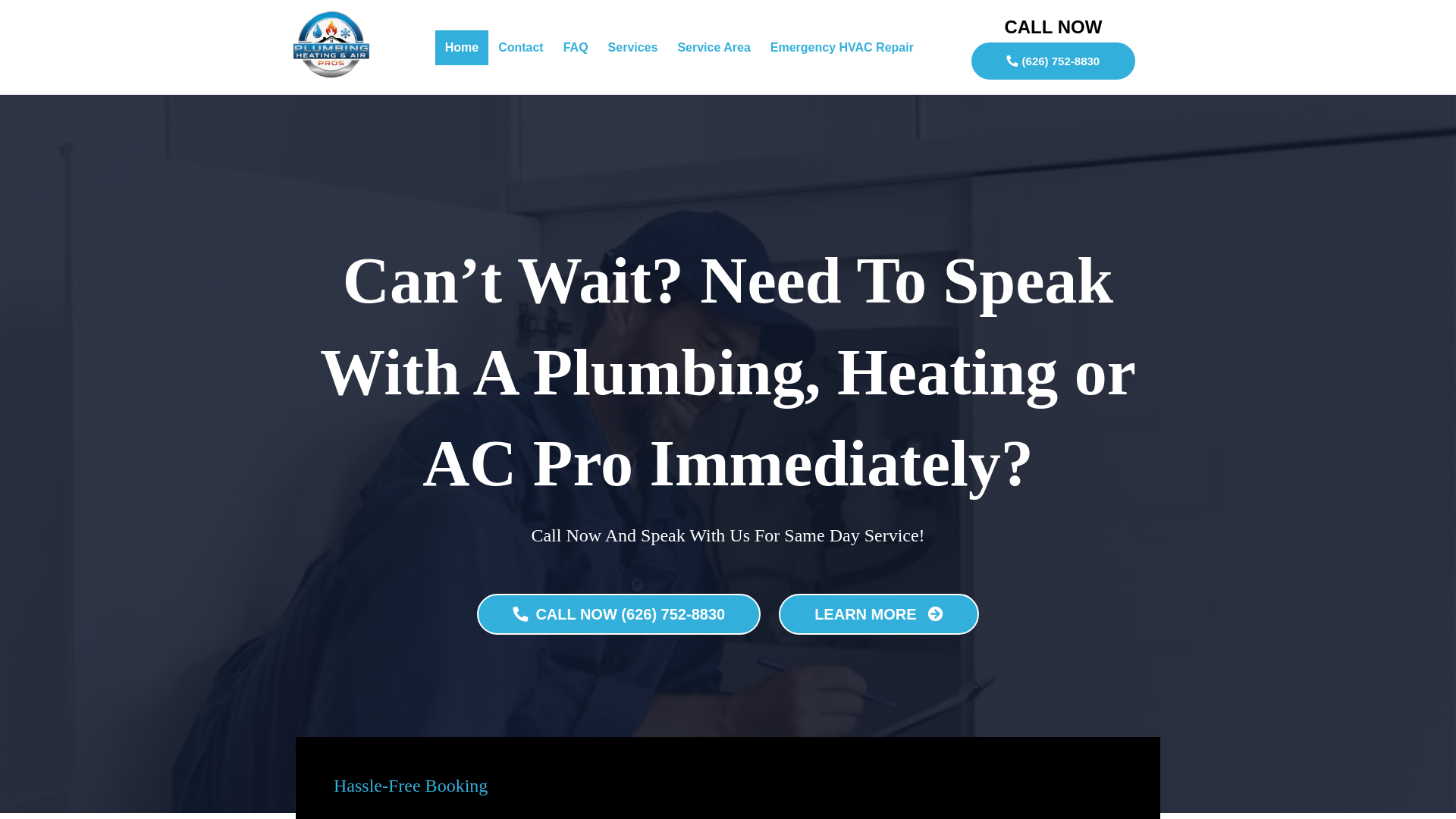 website screenshot of https://duarteplumbingandairpros.com/