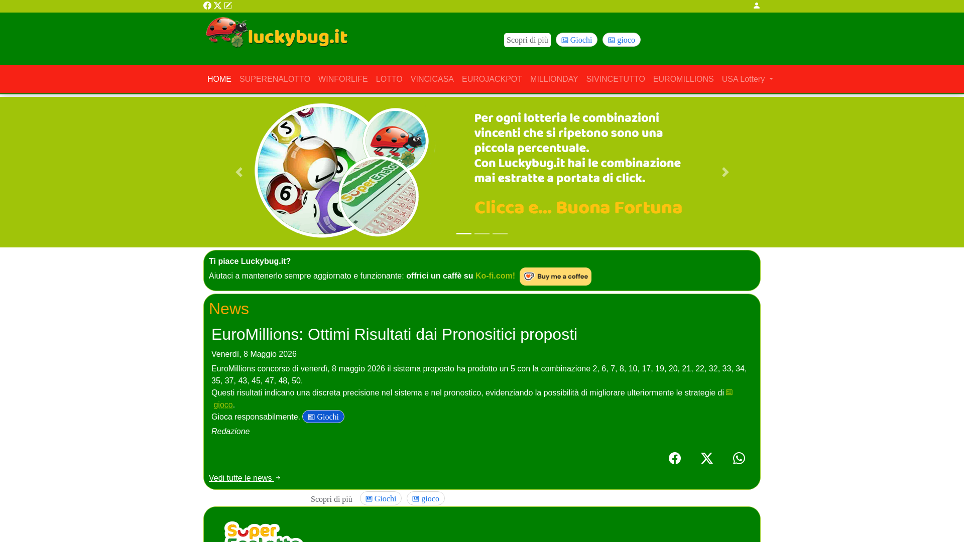 website screenshot of https://luckybug.it