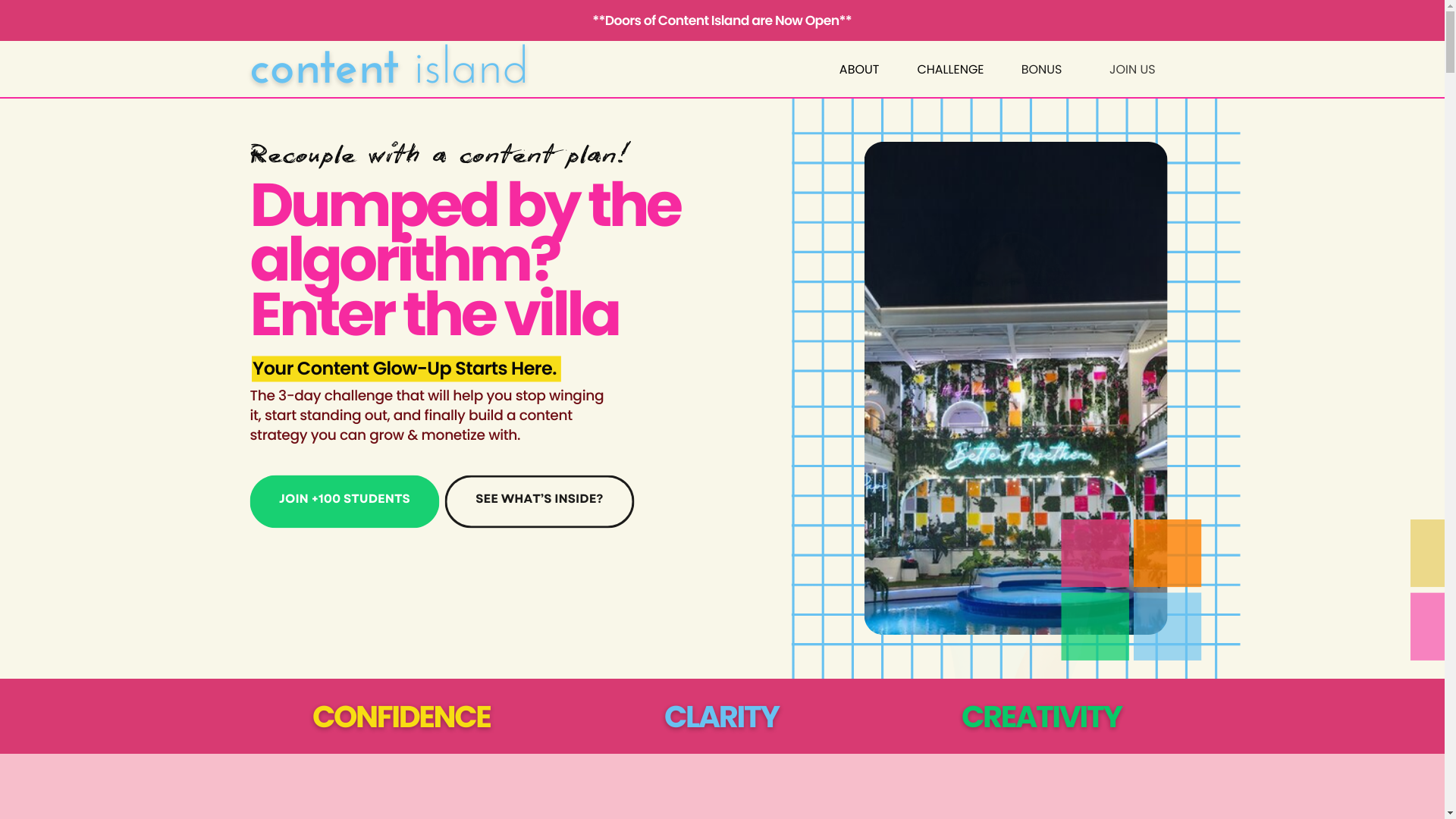 website screenshot of https://contentislandchallenge.com/