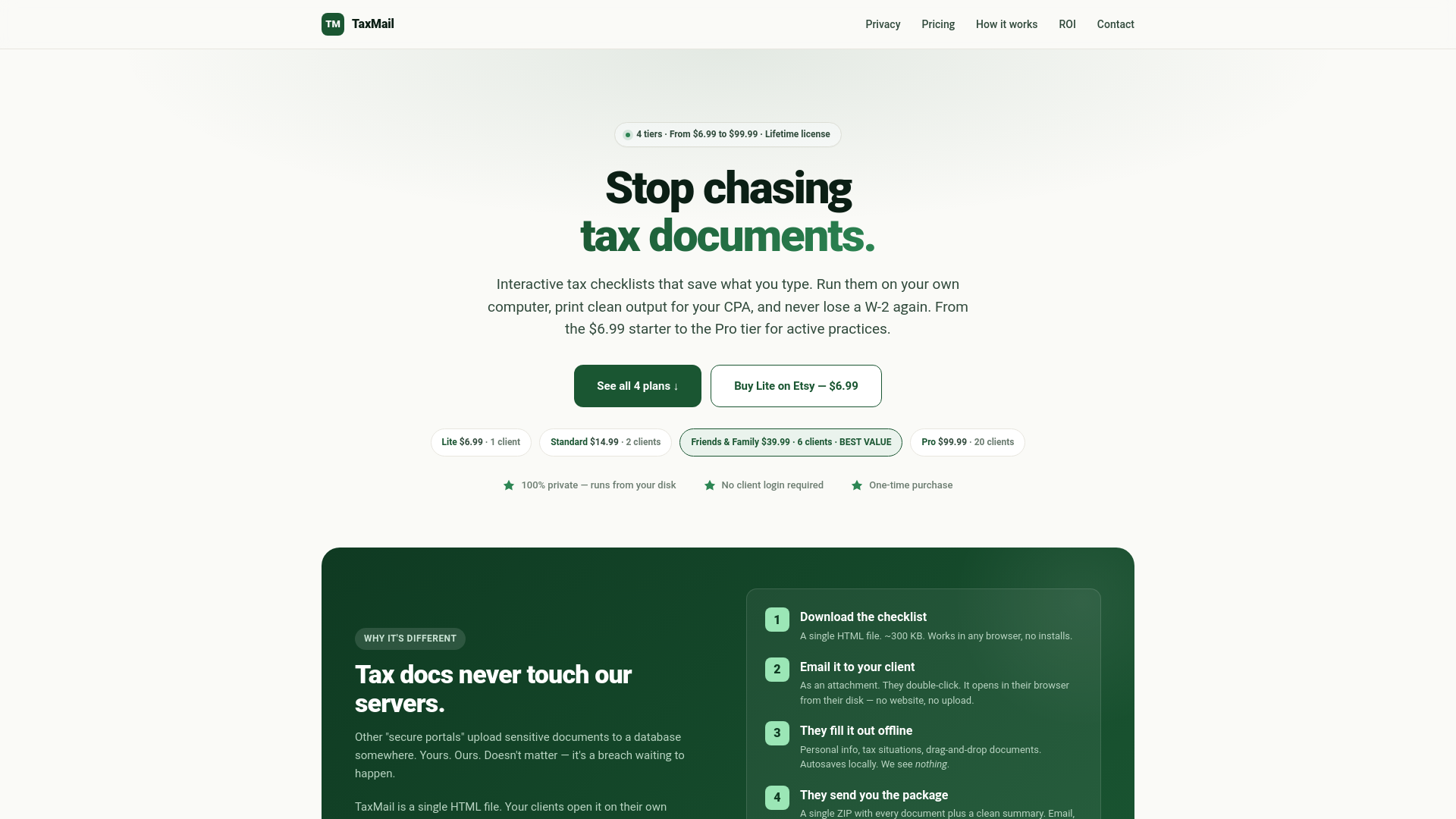 website screenshot of https://taxmail.app/