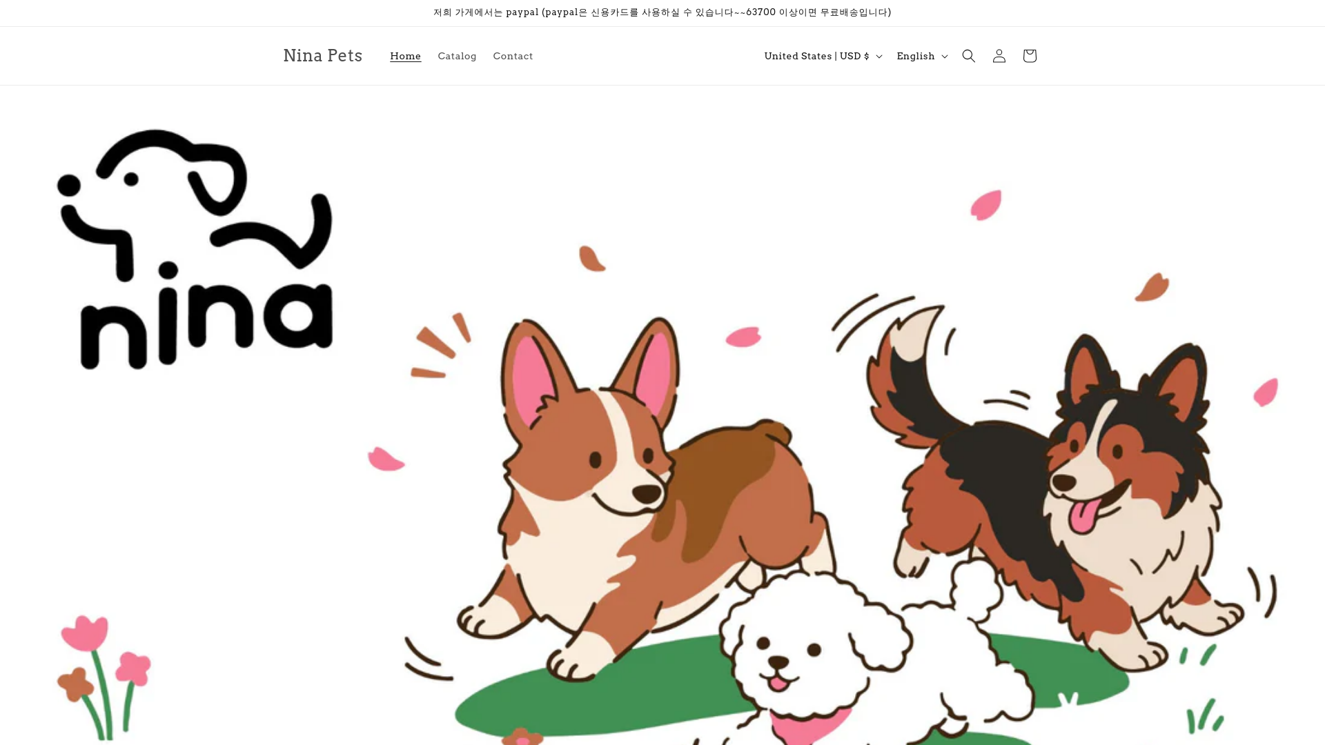 website screenshot of https://ninapets.shop