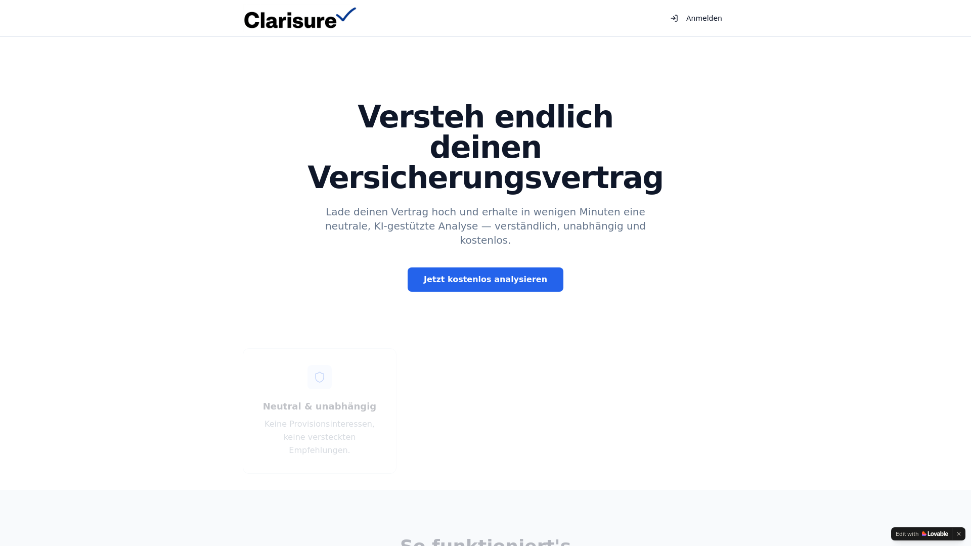 website screenshot of https://clarisure.de/