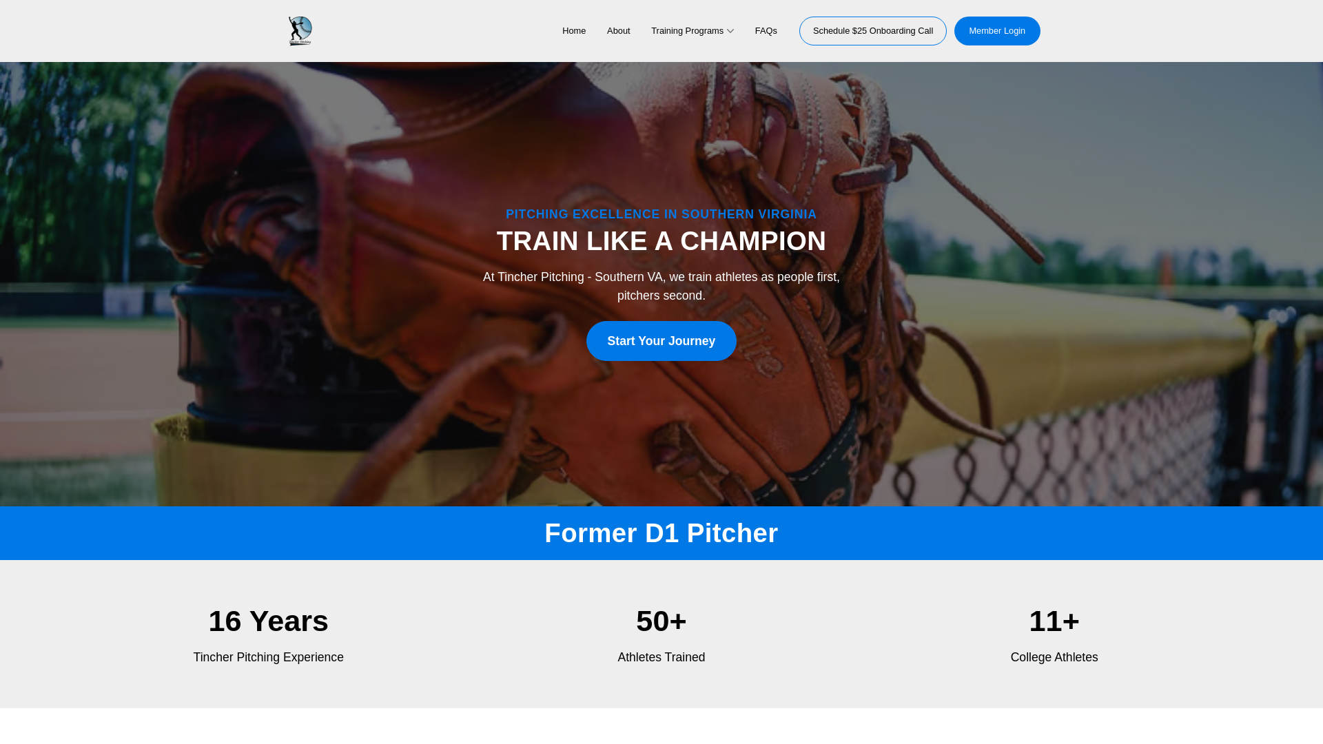 website screenshot of https://tincherpitchingsouthernva.com/