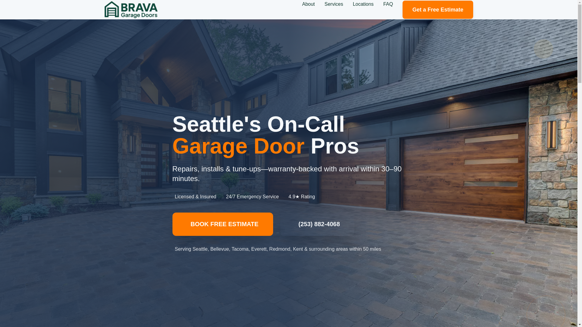 website screenshot of https://bravaseattlegaragedoors.com/
