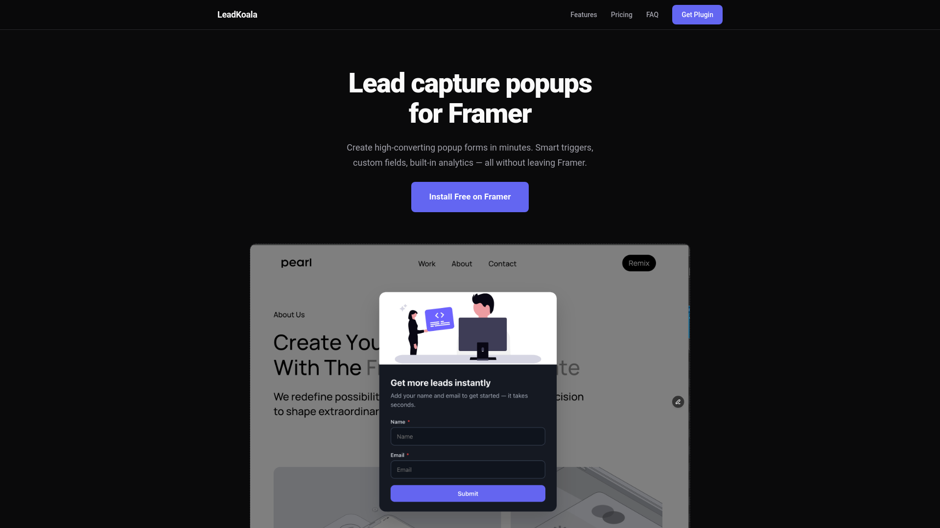 website screenshot of https://leadkoala.io/