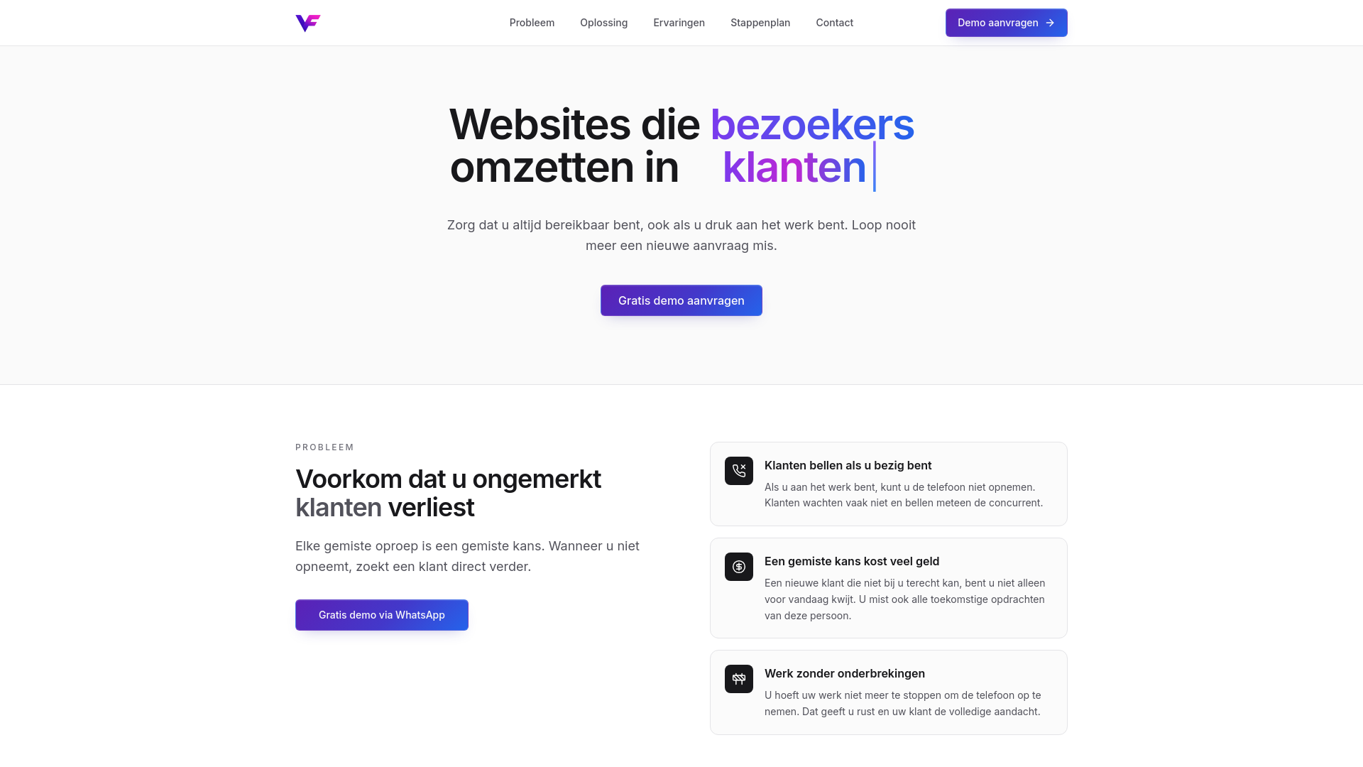 website screenshot of https://vfwebsitedesign.nl/