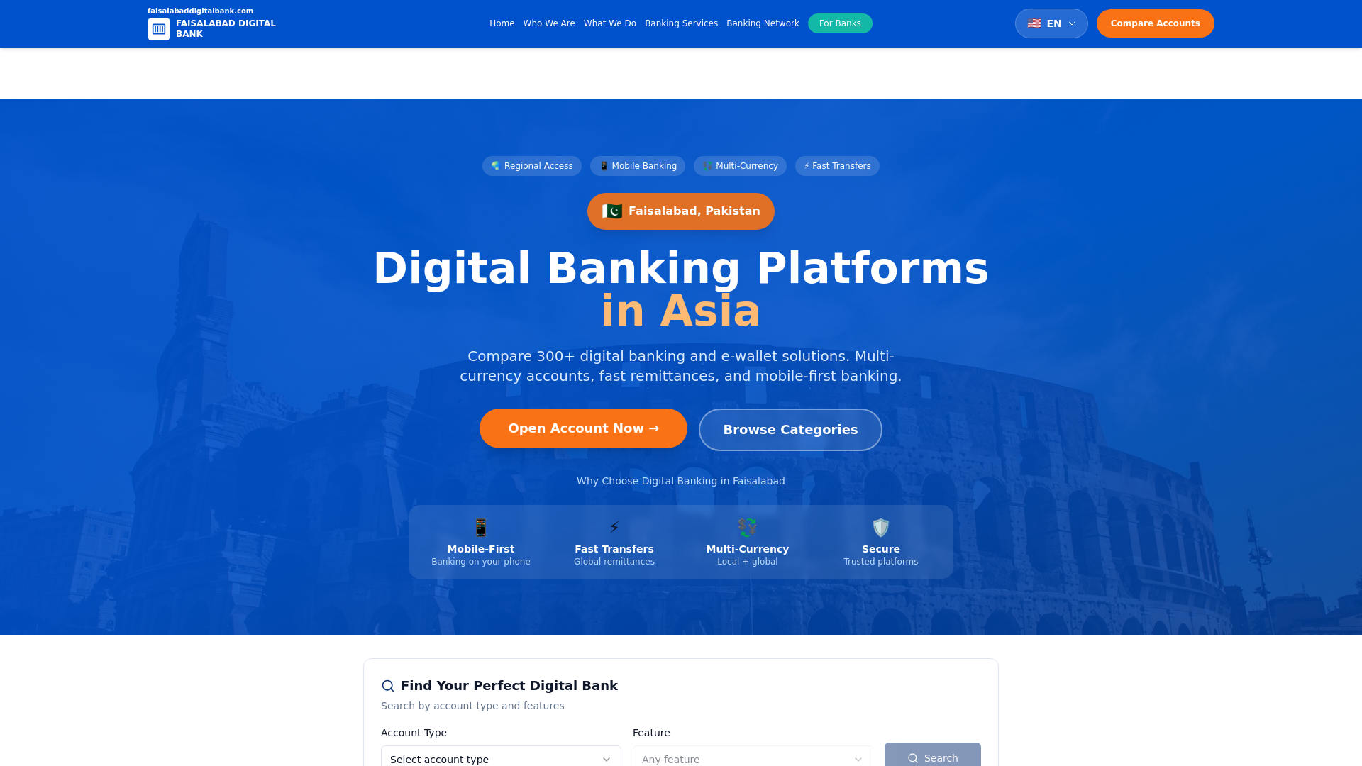 website screenshot of https://faisalabaddigitalbank.com/