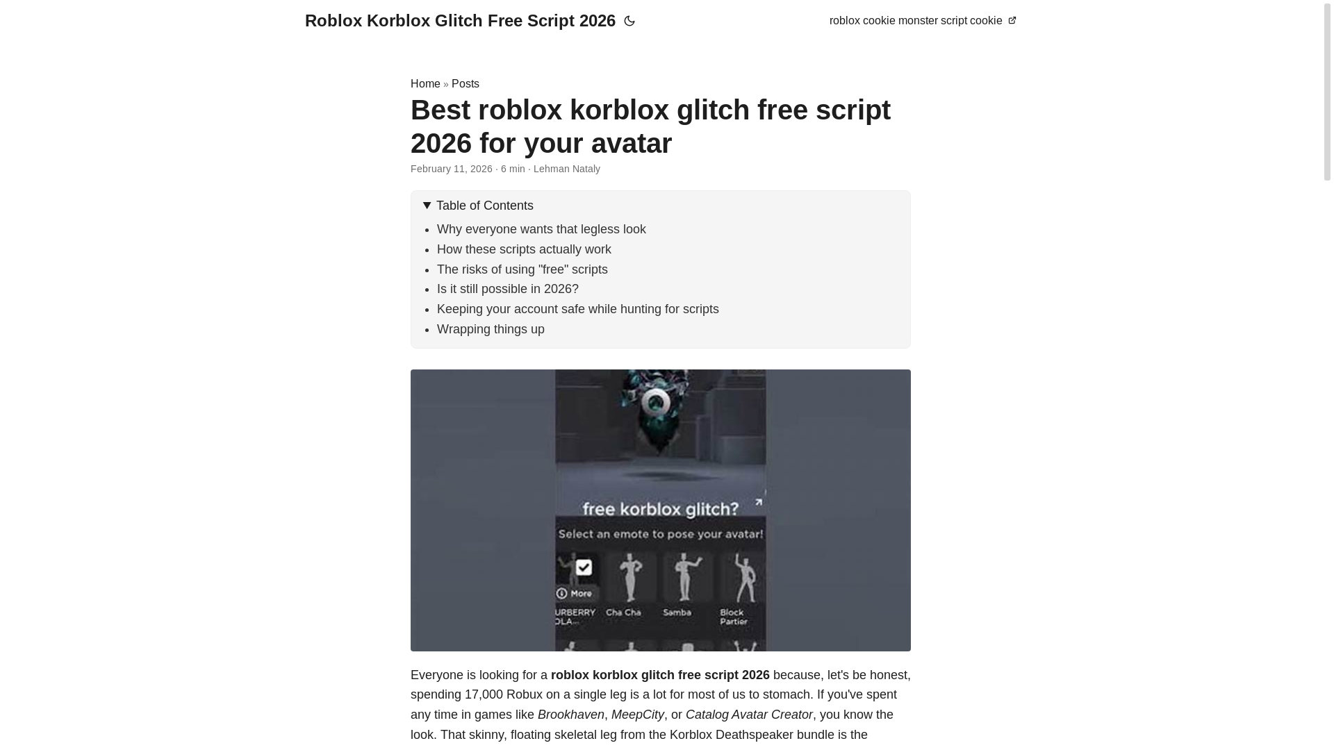 website screenshot of https://roblox-korblox-glitch-free-script-2026.pages.dev/