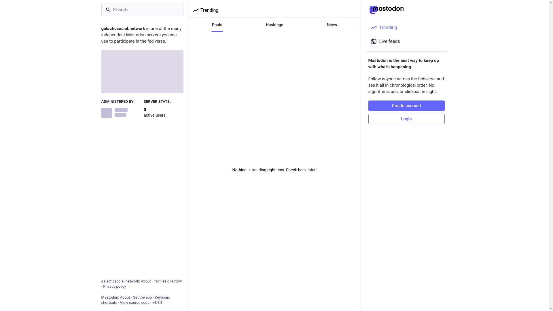 website screenshot of https://galacticsocial.network/