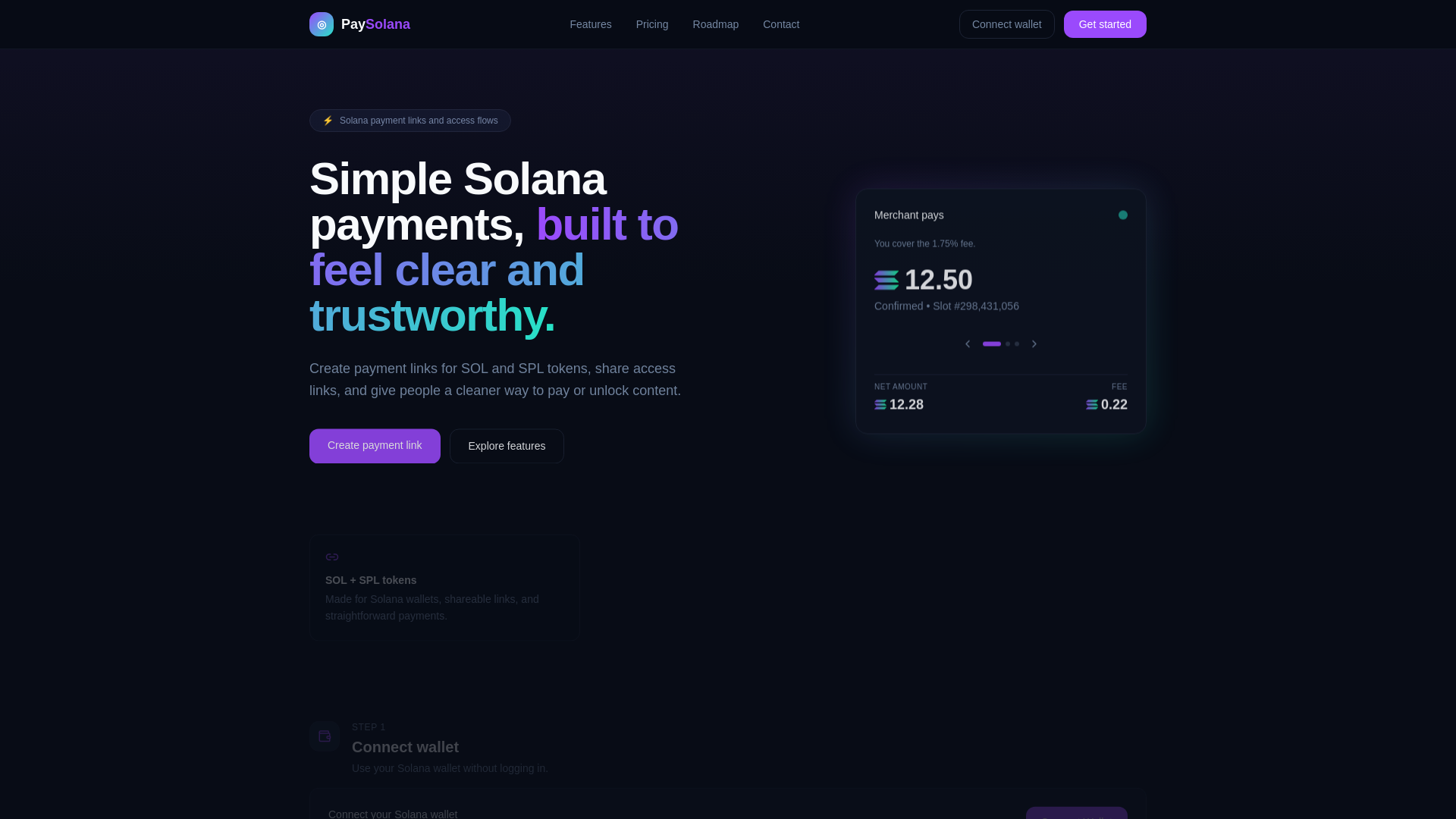 website screenshot of https://paysolana.io/