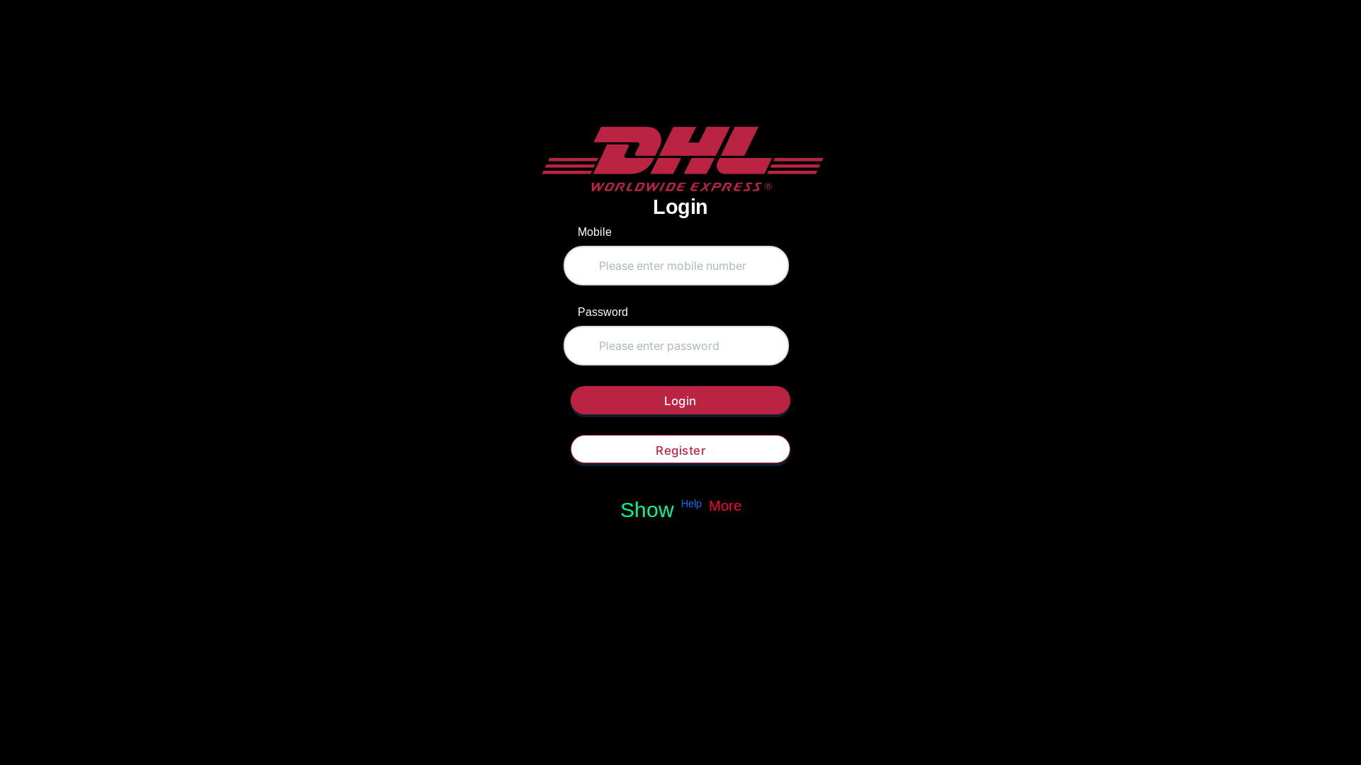 website screenshot of https://dhltransport.shop/