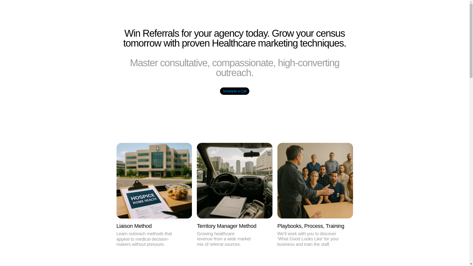 website screenshot of https://hospiceliaisons.com/