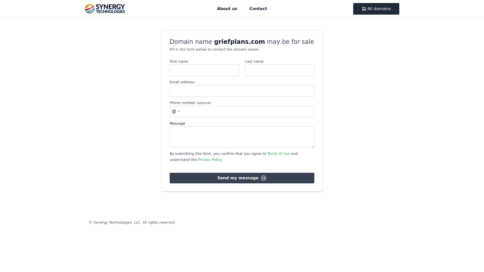 website screenshot of https://griefplans.com/