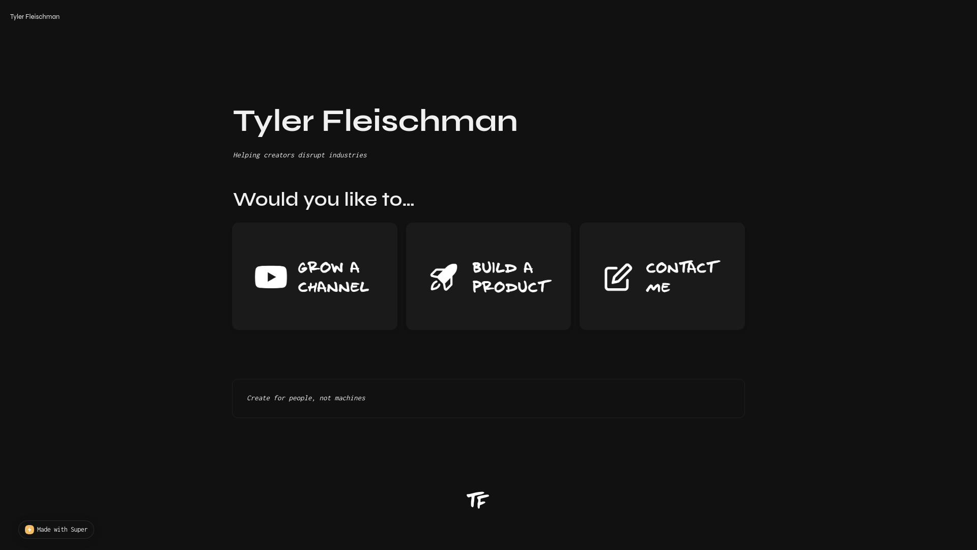 website screenshot of https://tylerfleischman.com/
