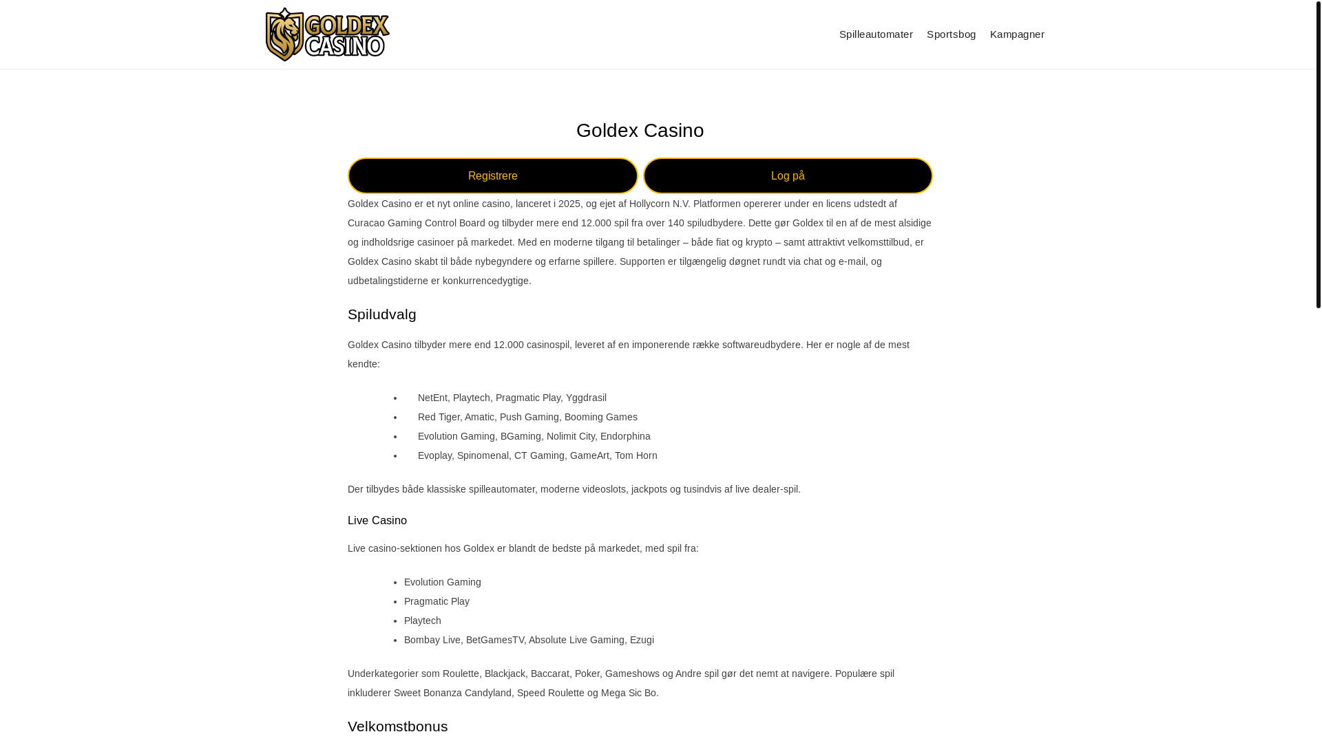 website screenshot of https://goldexcasino-dk.com/