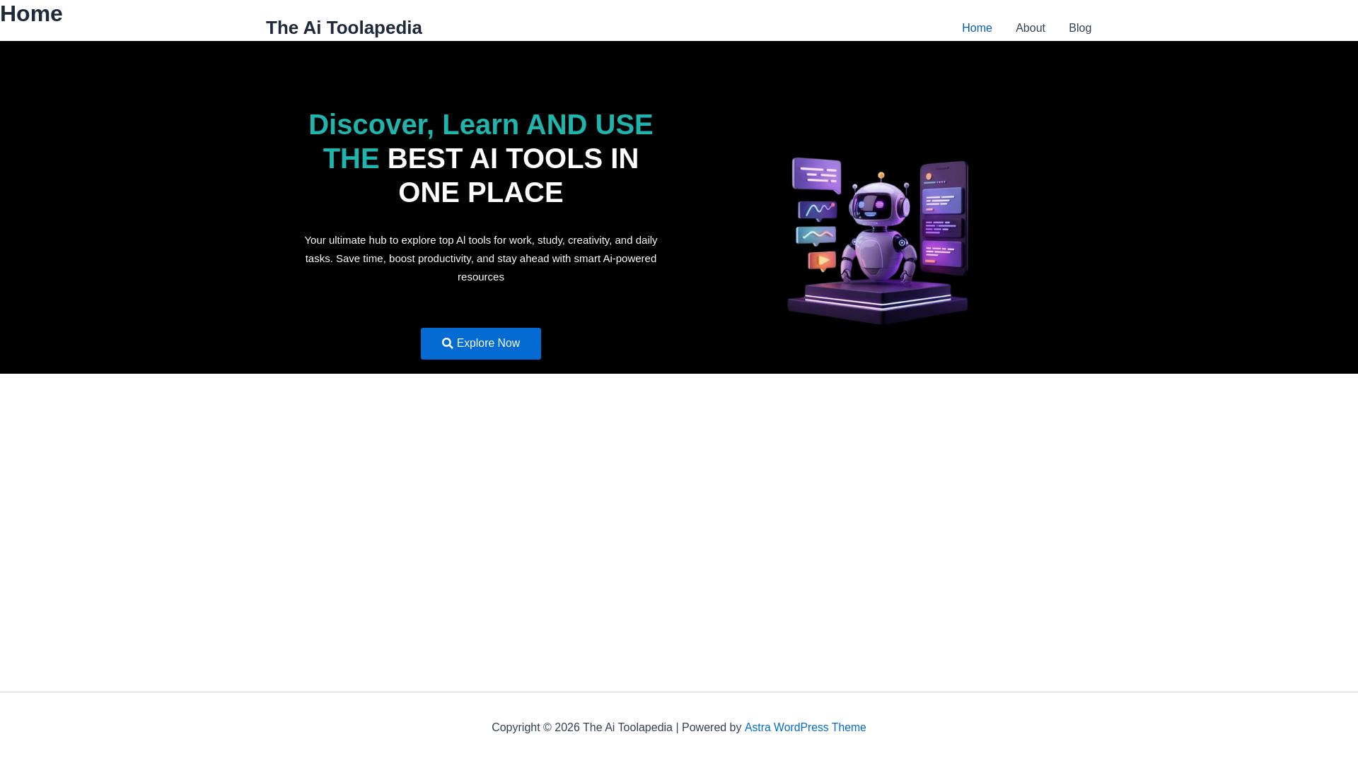 website screenshot of https://theaitoolspedia.com/