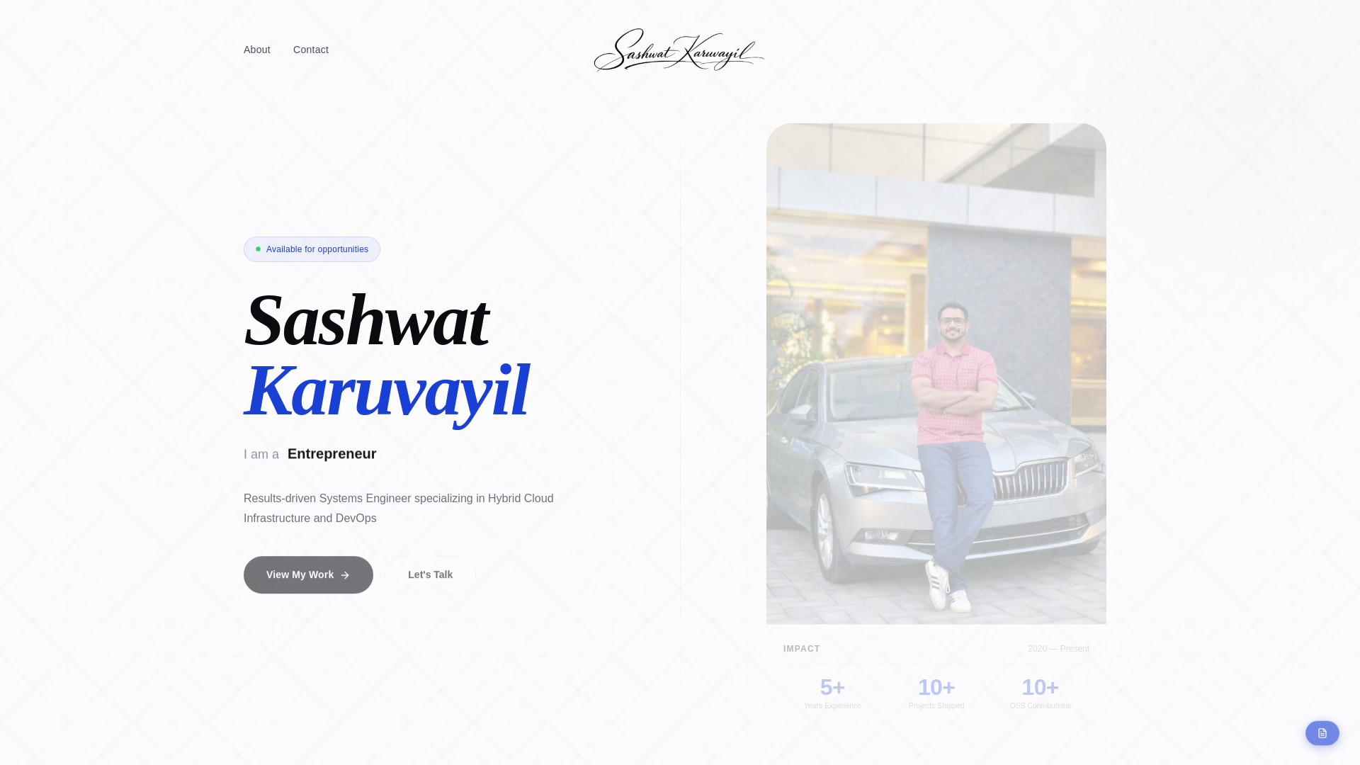 website screenshot of https://sashwatk-portfolio-website.pages.dev/