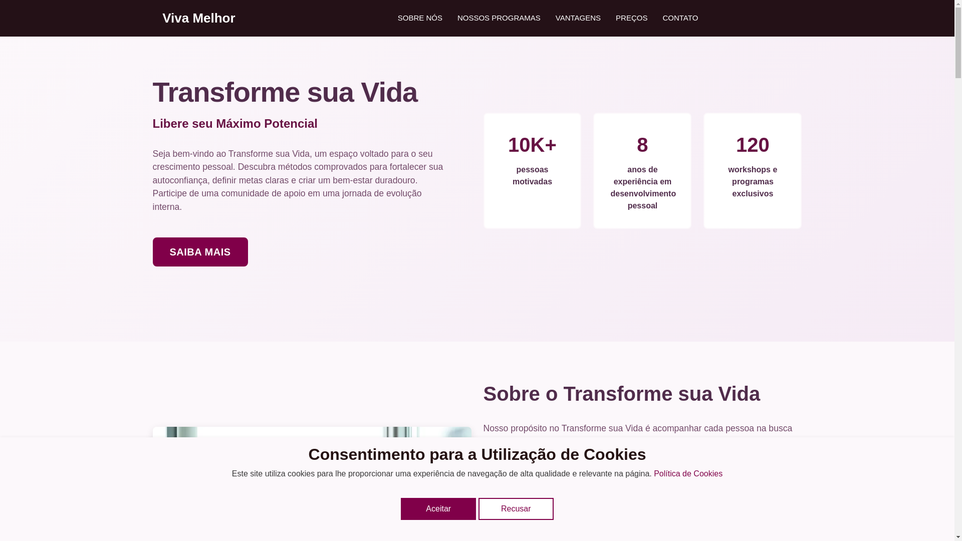 website screenshot of https://vivamelhorpro.com/