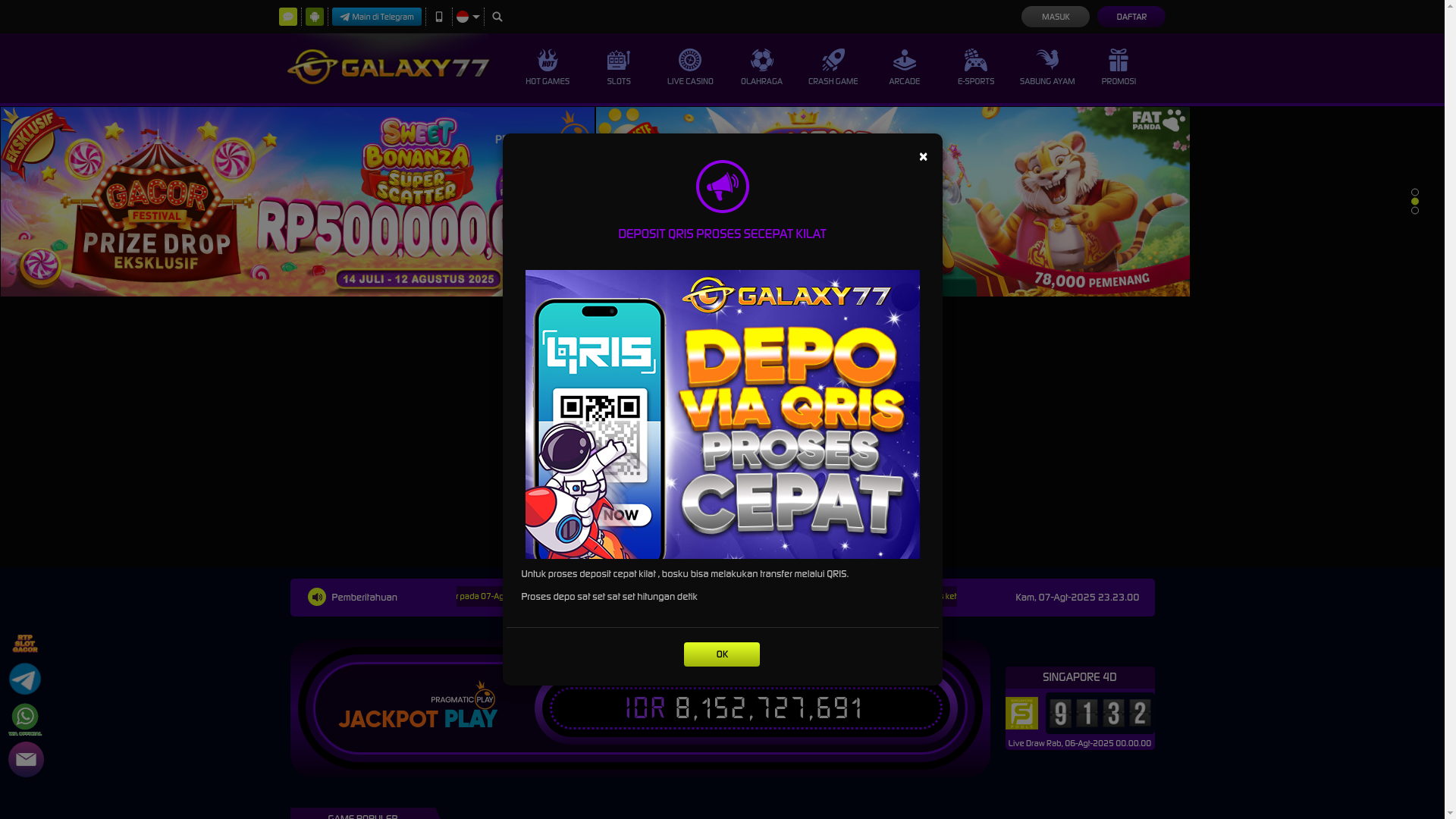 website screenshot of https://galaxy77kening.com/