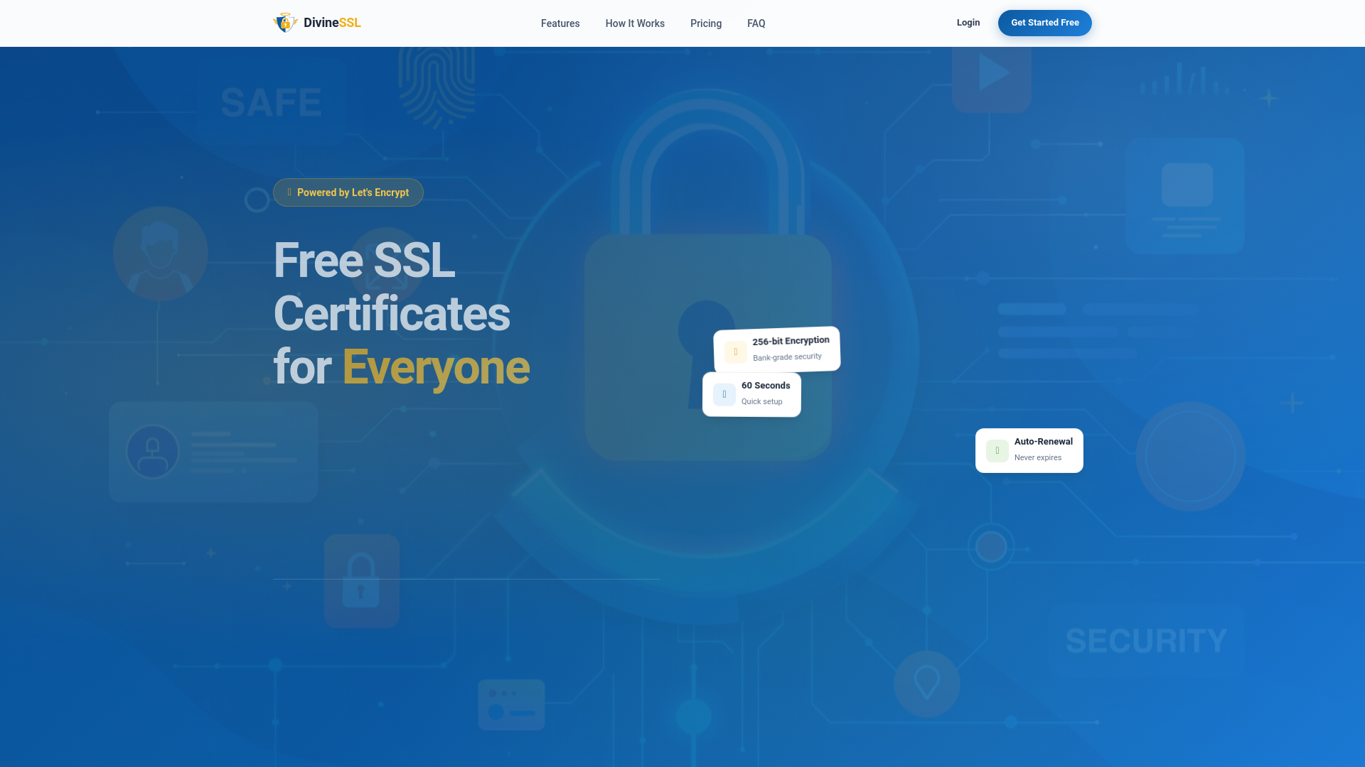 website screenshot of https://divinessl.com