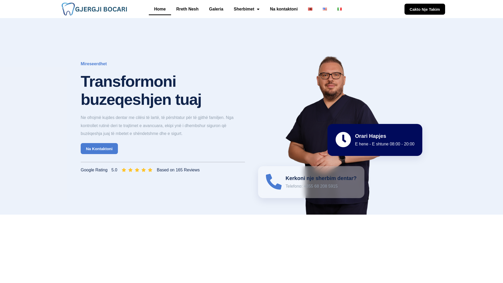 website screenshot of https://tiranadentalstudio.com/