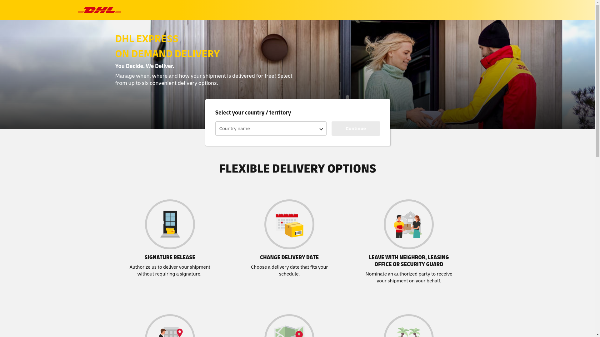 website screenshot of https://del.dhl.com/