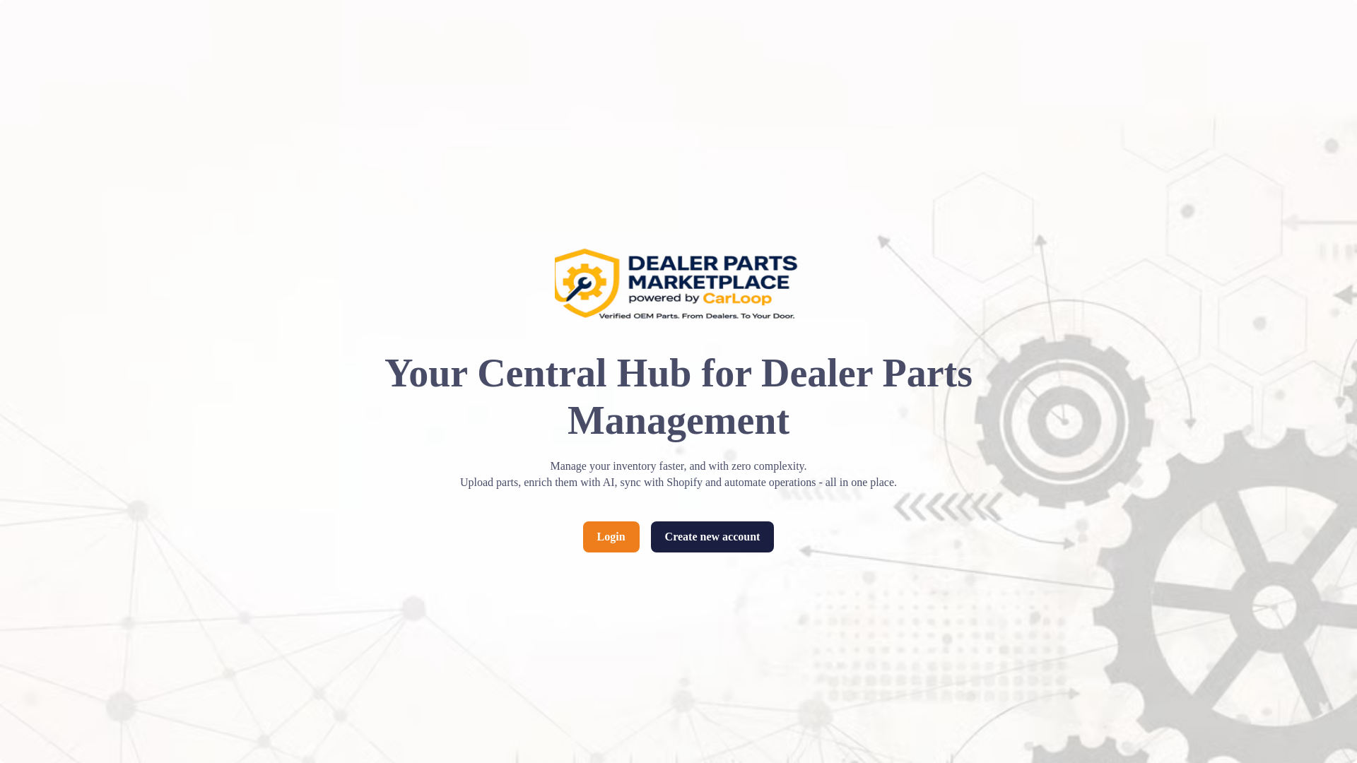 website screenshot of https://dealerpartsmarketplace.com