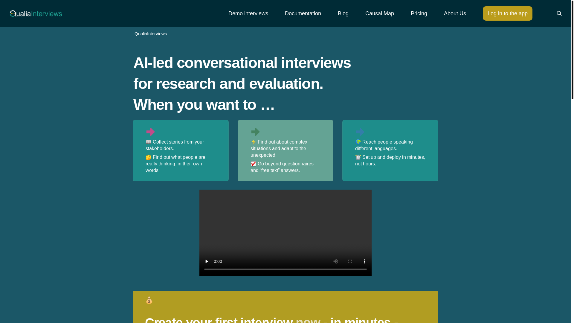 website screenshot of https://qualia-interviews-bullet.pages.dev/