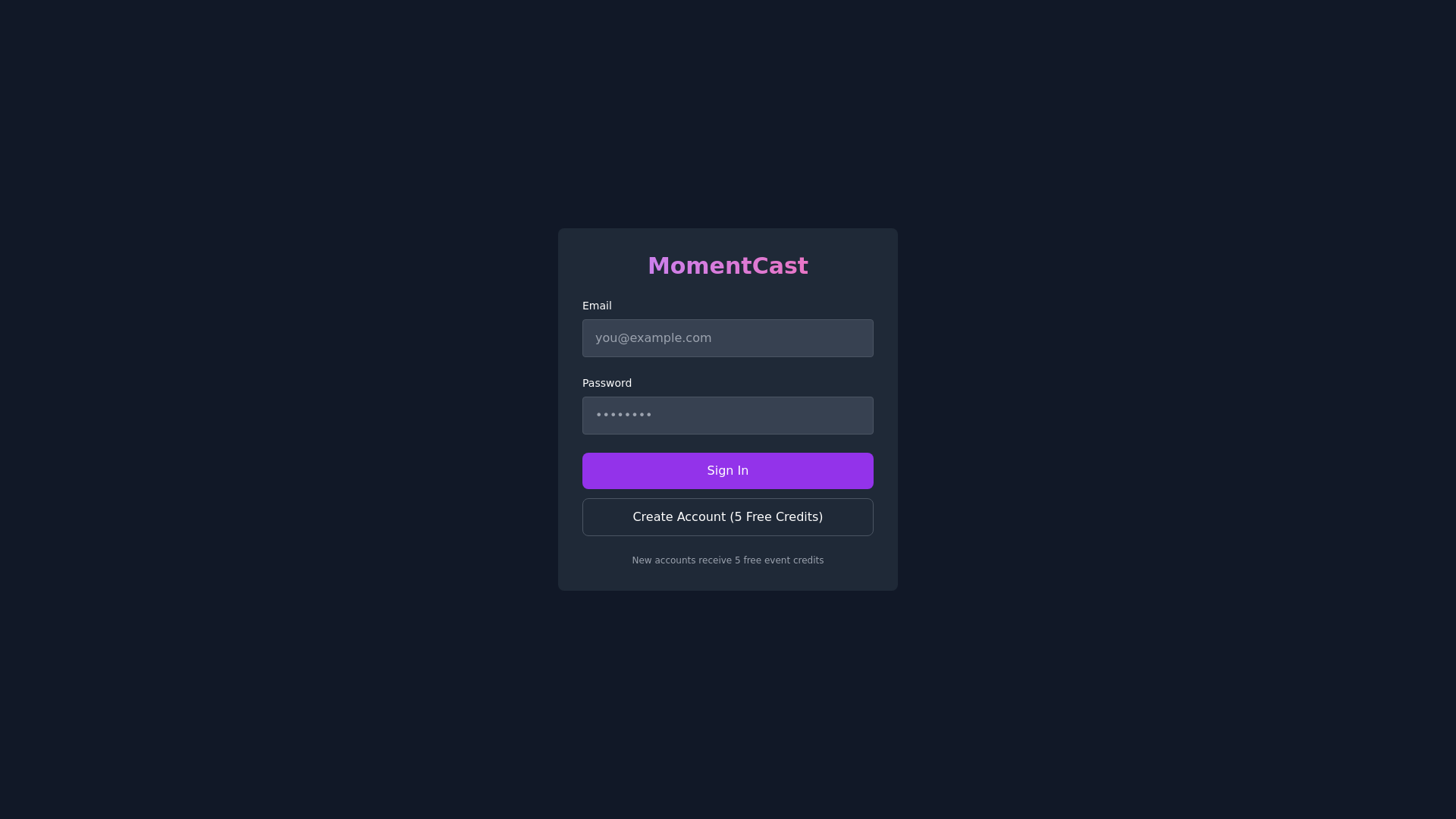 website screenshot of https://momentcast-dashboard.pages.dev/