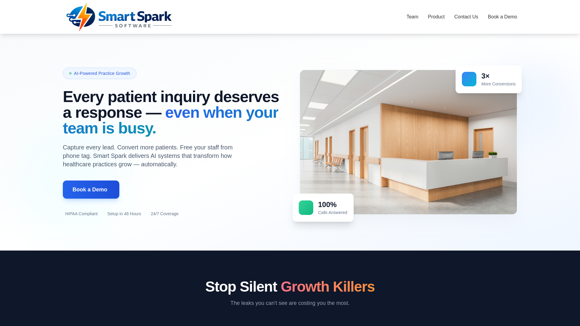 website screenshot of https://trysmartspark.com/