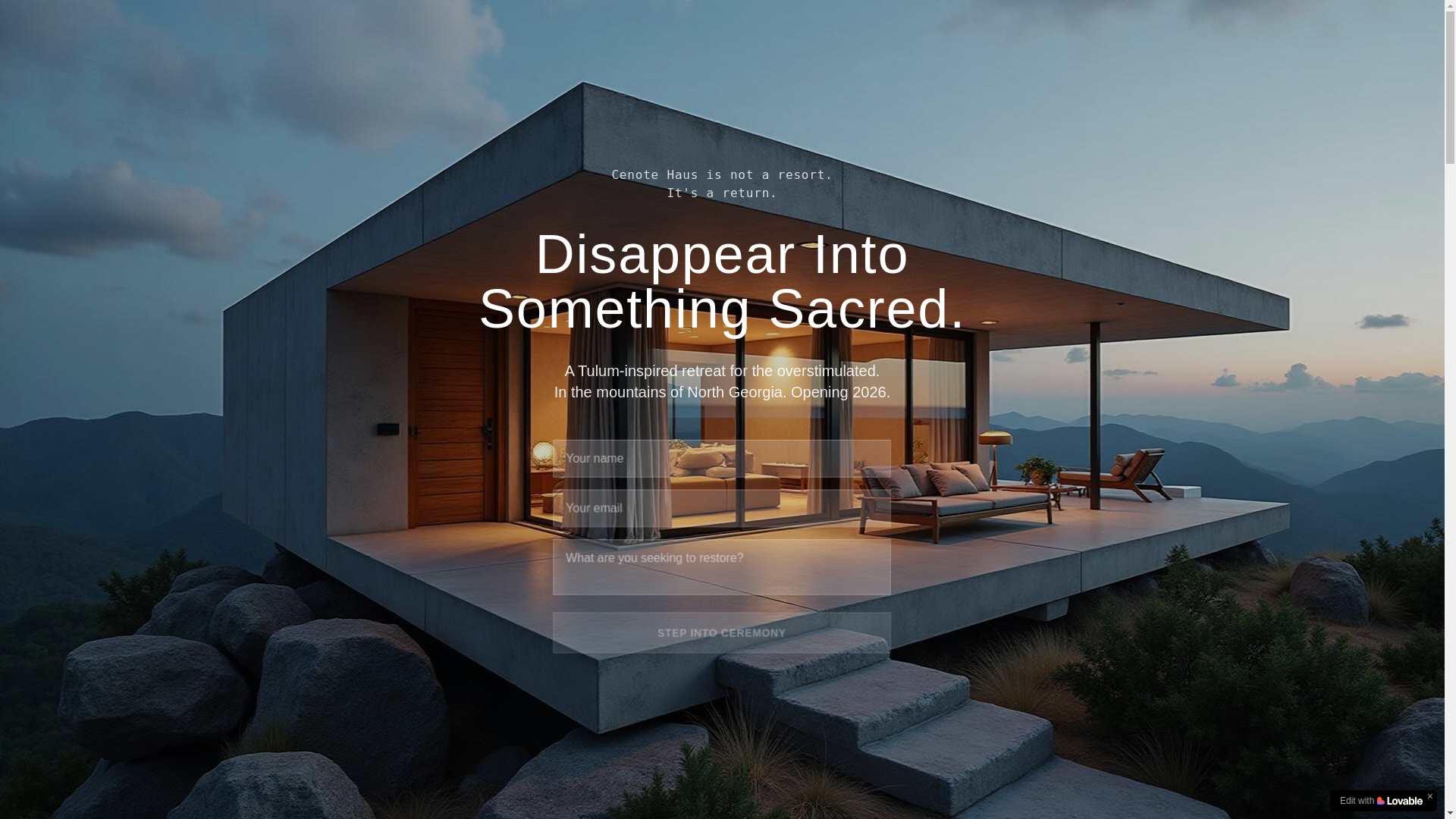 website screenshot of https://cenotehaus.com/